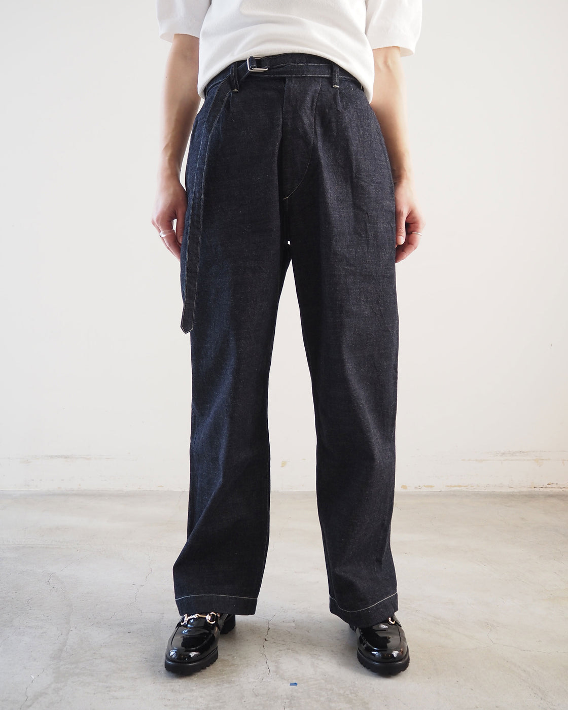 12.9oz Selvage Denim Narrow-belt Pants, Indigo
