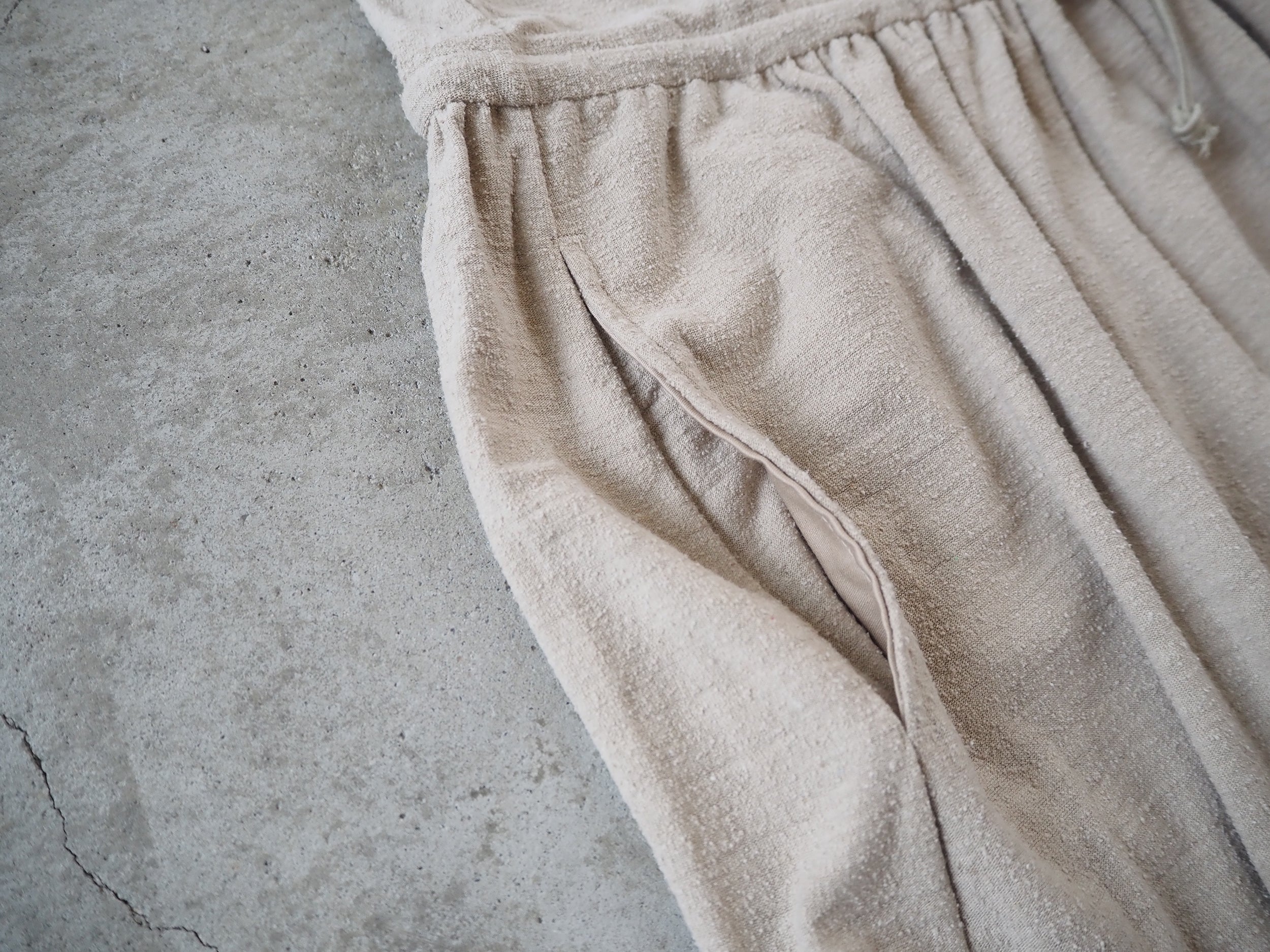 raw silk plain-jersey gathered dress, Flax Beige