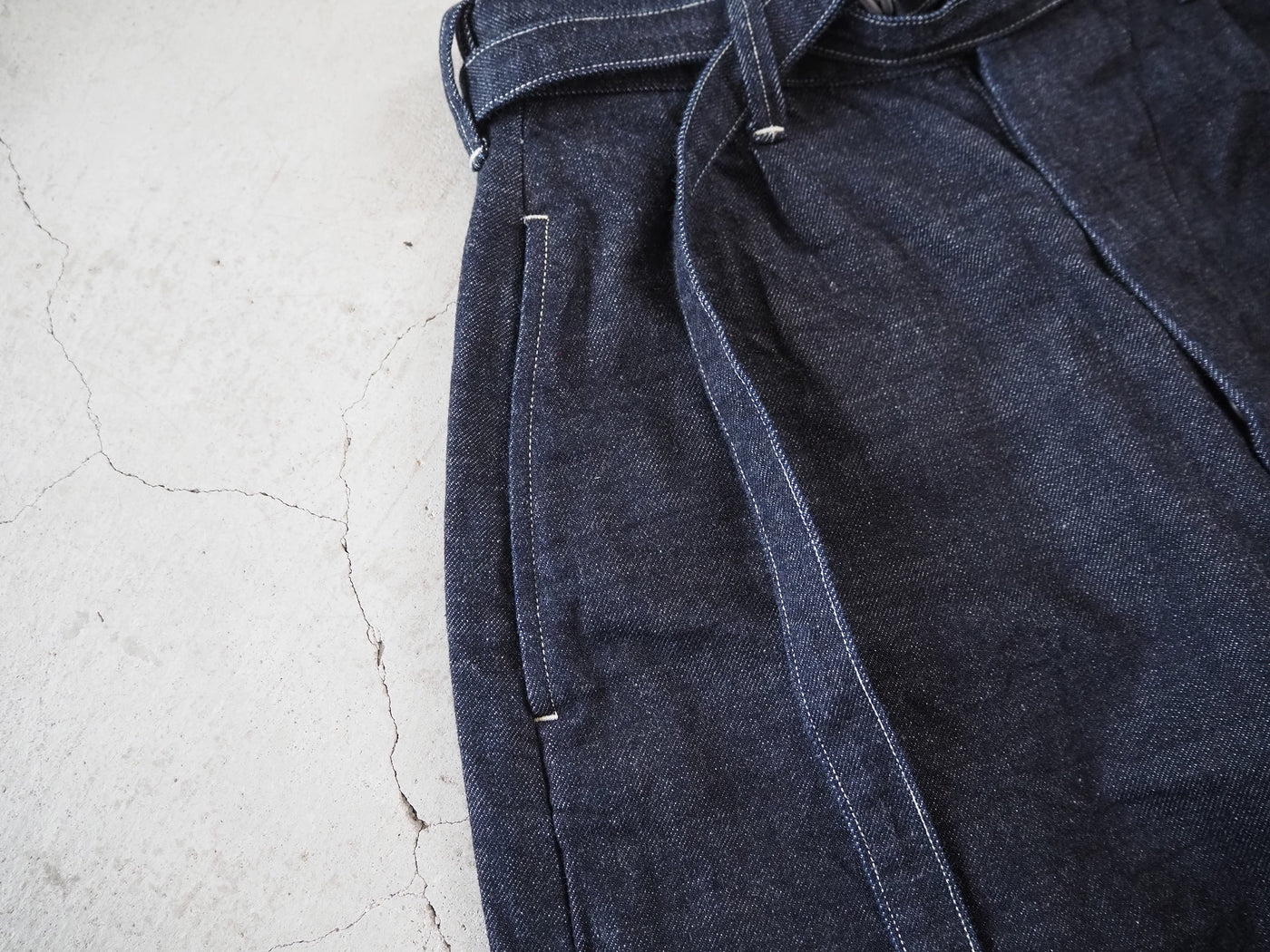 12.9oz Selvage Denim Narrow-belt Pants, Indigo