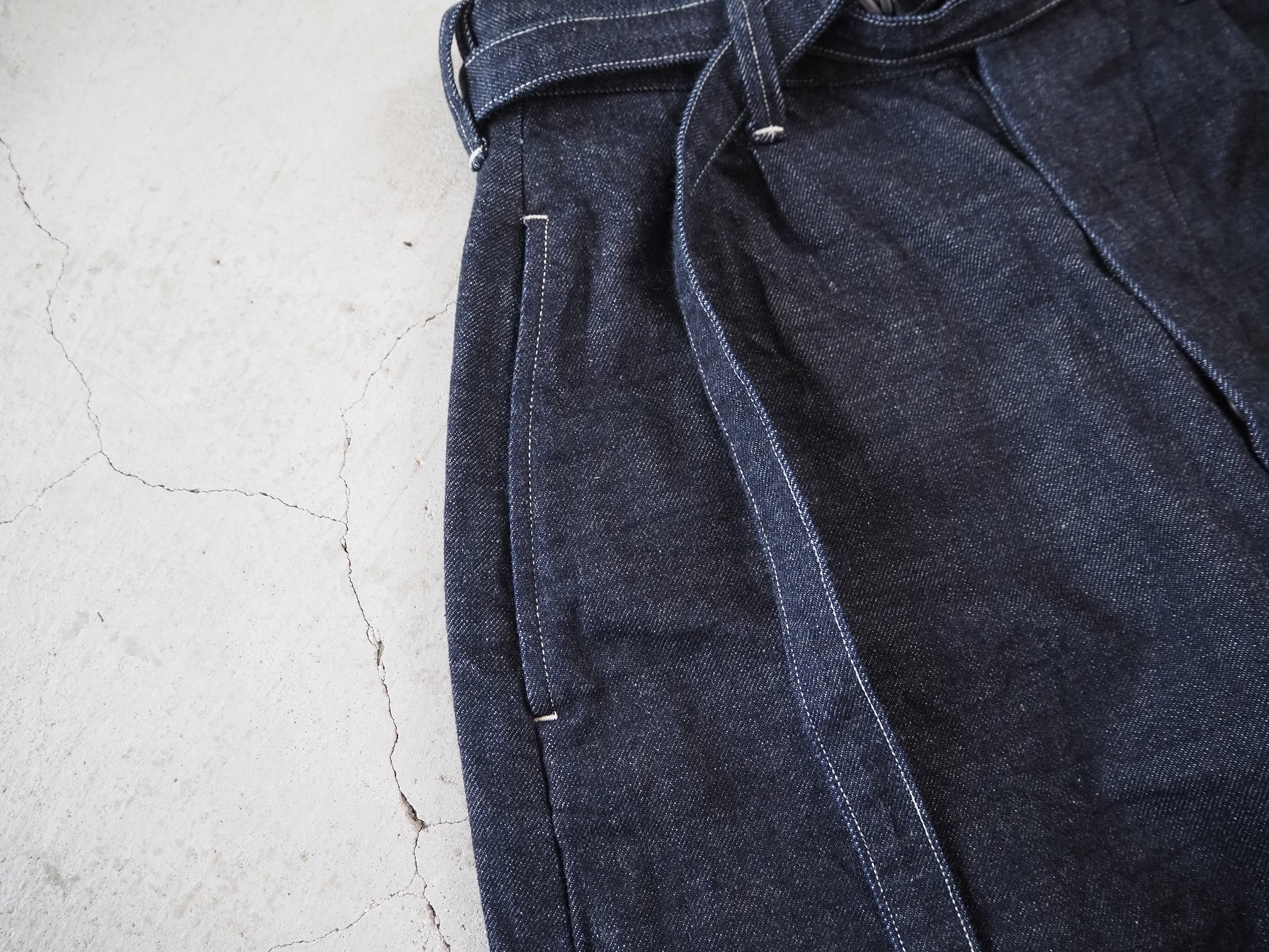 12.9oz Selvage Denim Narrow-belt Pants, Indigo