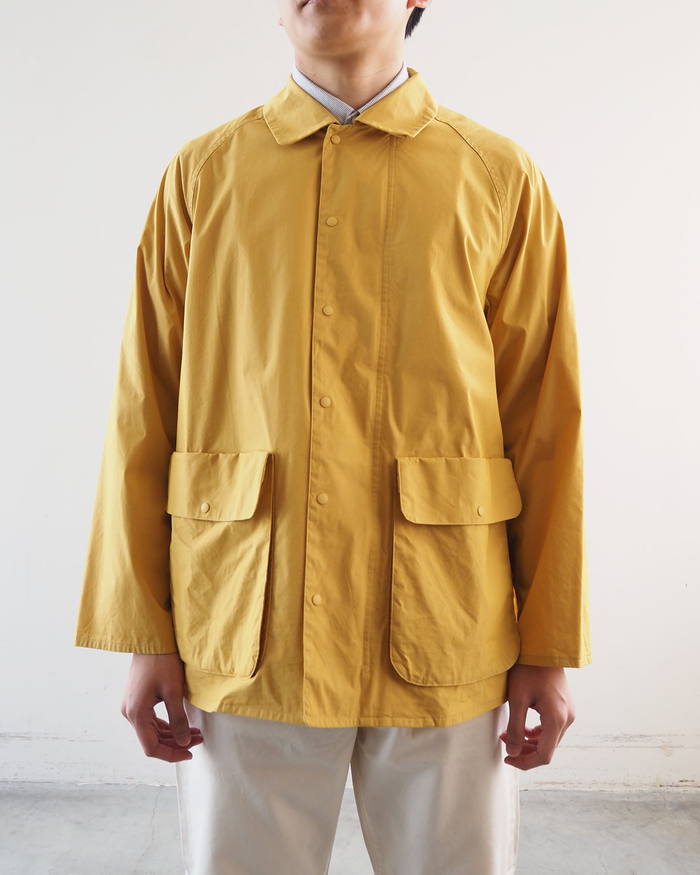 Zip & Button Coat Short, Kusaki Yellow