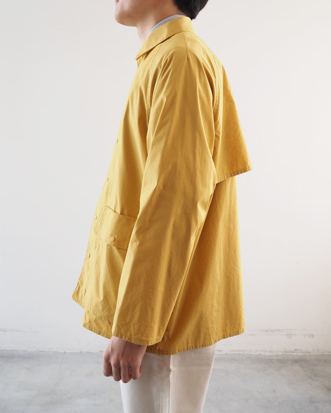 Zip & Button Coat Short, Kusaki Yellow
