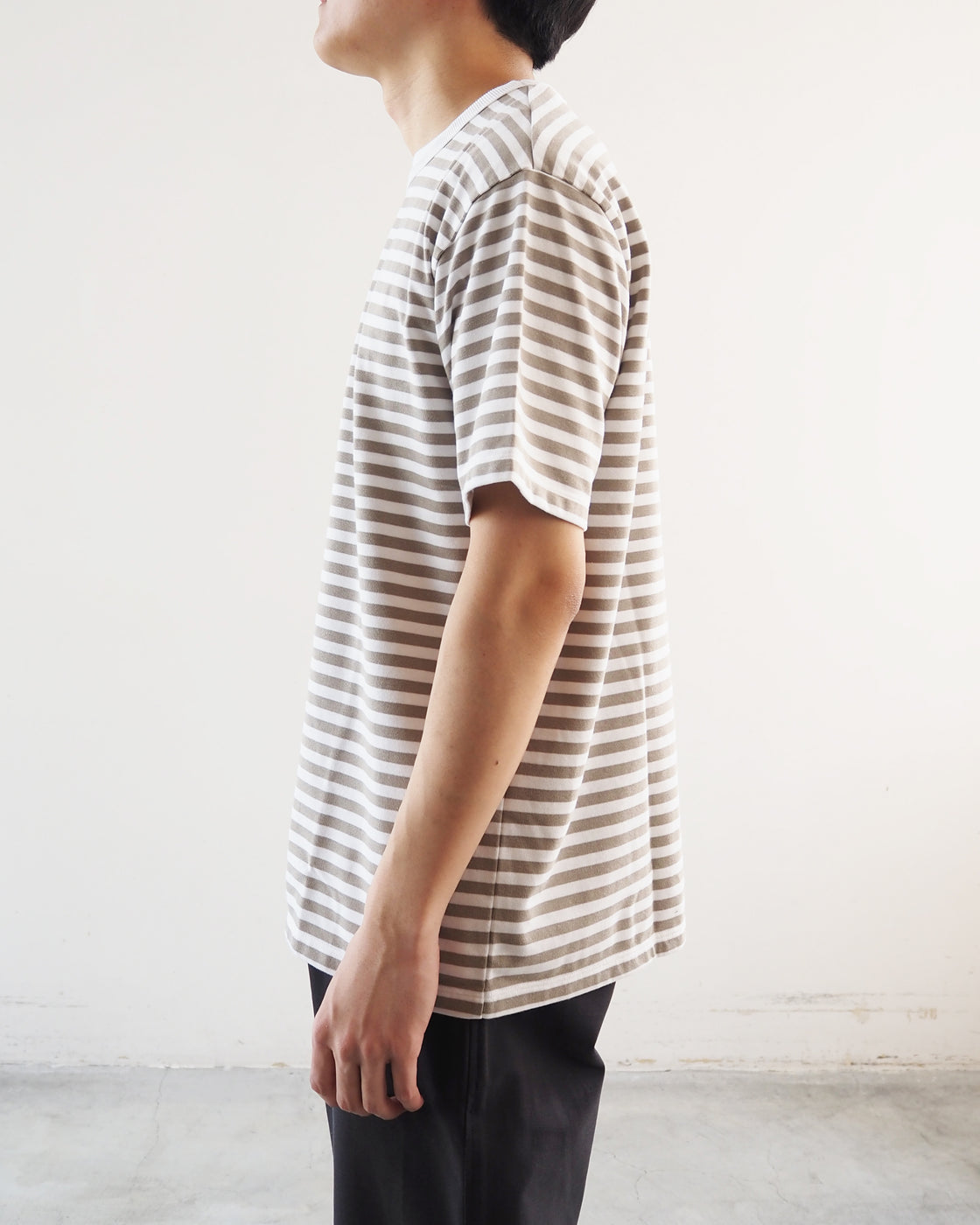 Coolmax Stripe Jersey Tee, Taupe x White