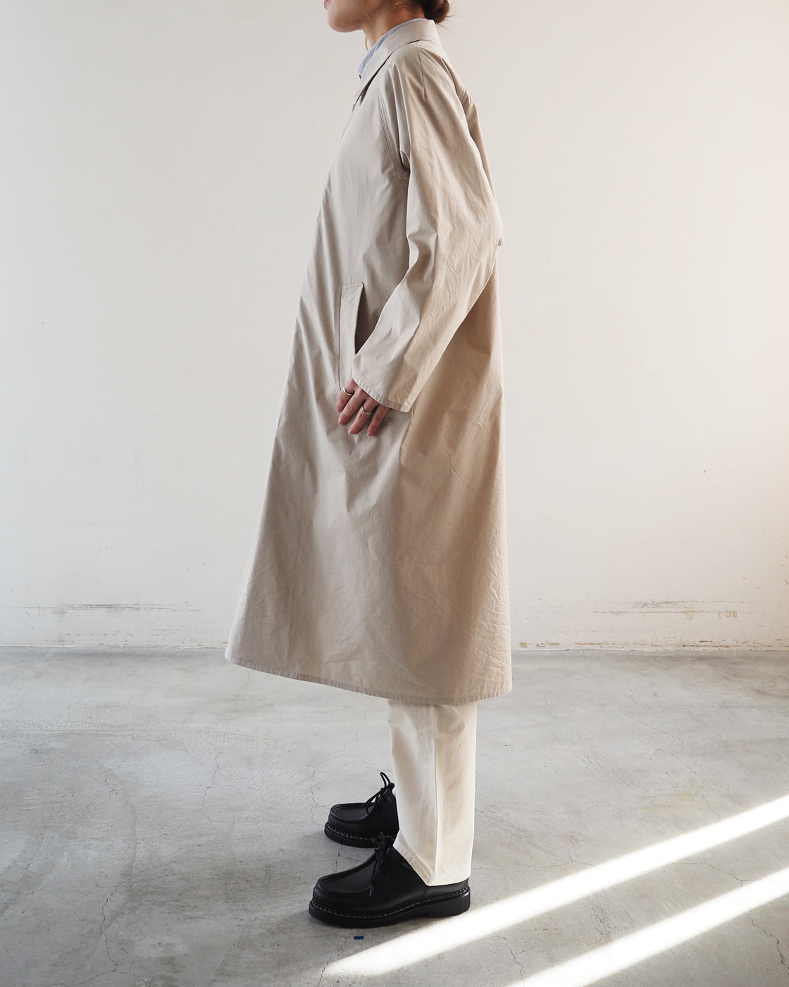 Zip and button coat, Kusaki Gray