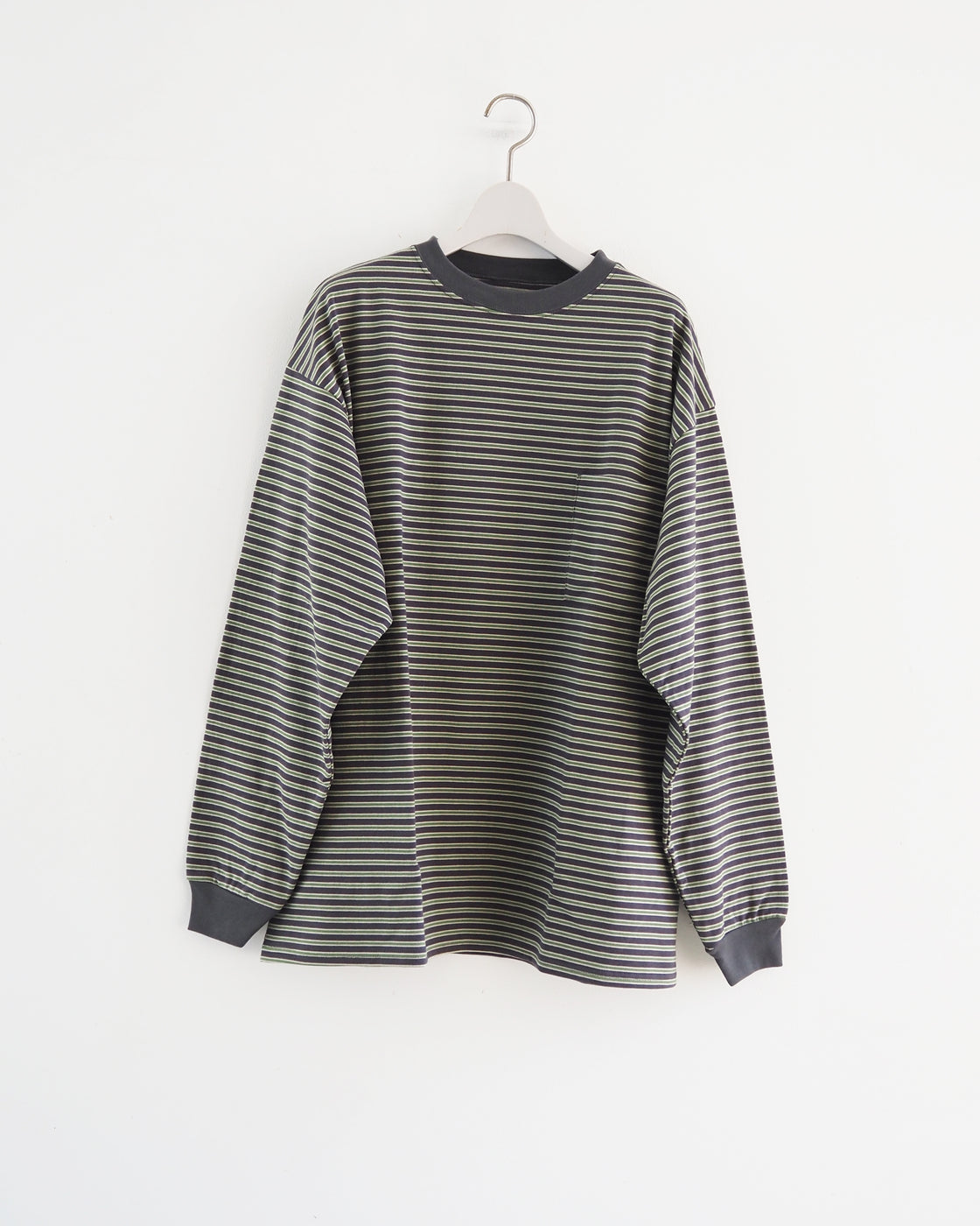 Striped Tee, Long Sleeve, Charcoal