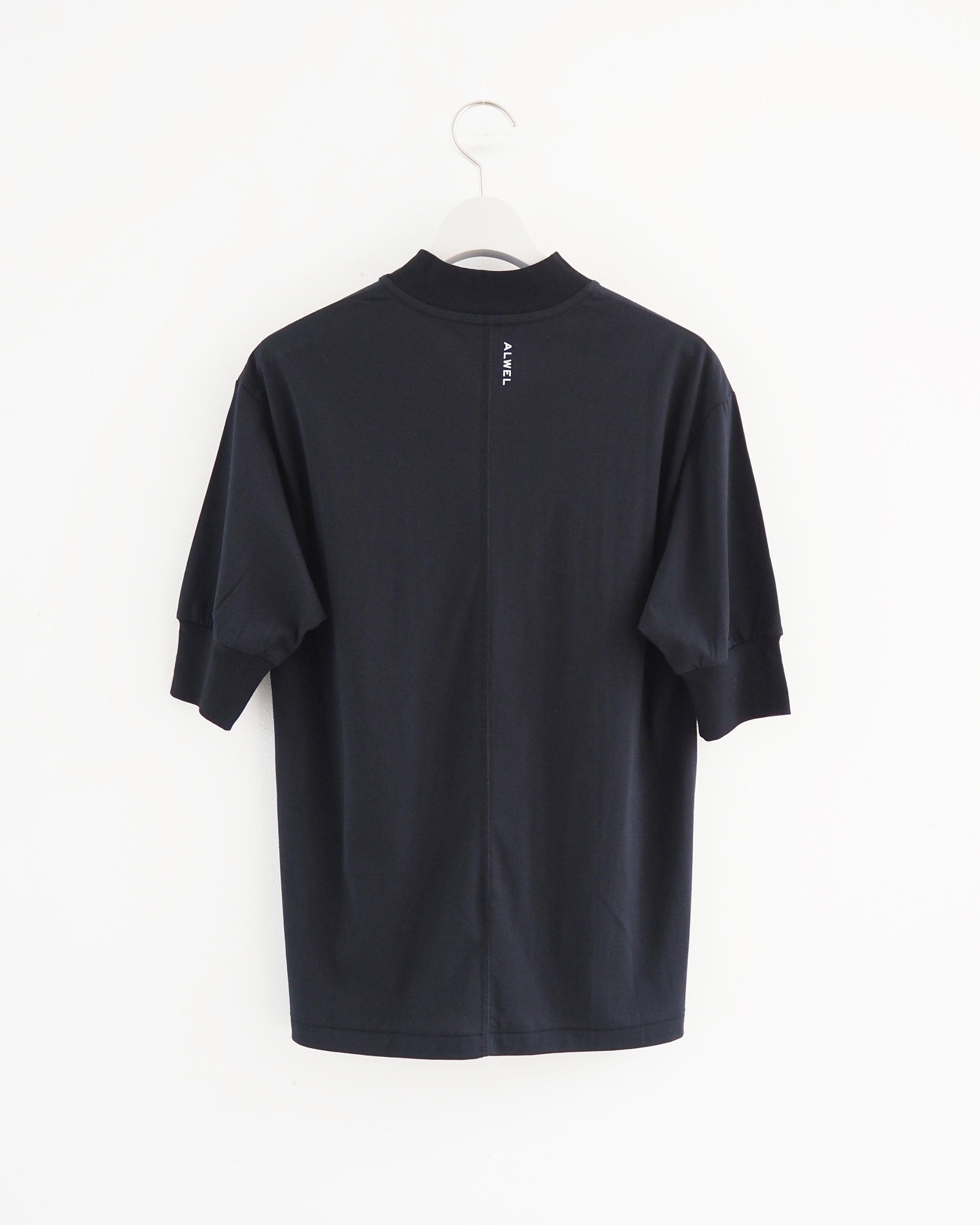 ALWEL Mock Neck Half Sleeve Tee, Black