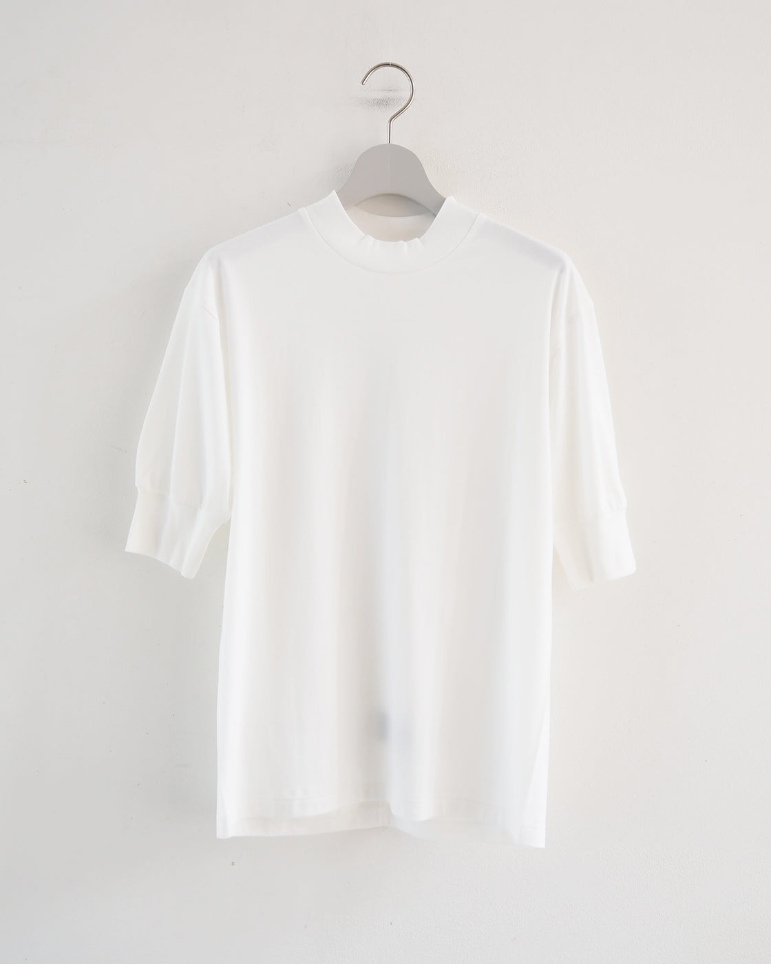 Mock Neck Half Sleeve Tee, White