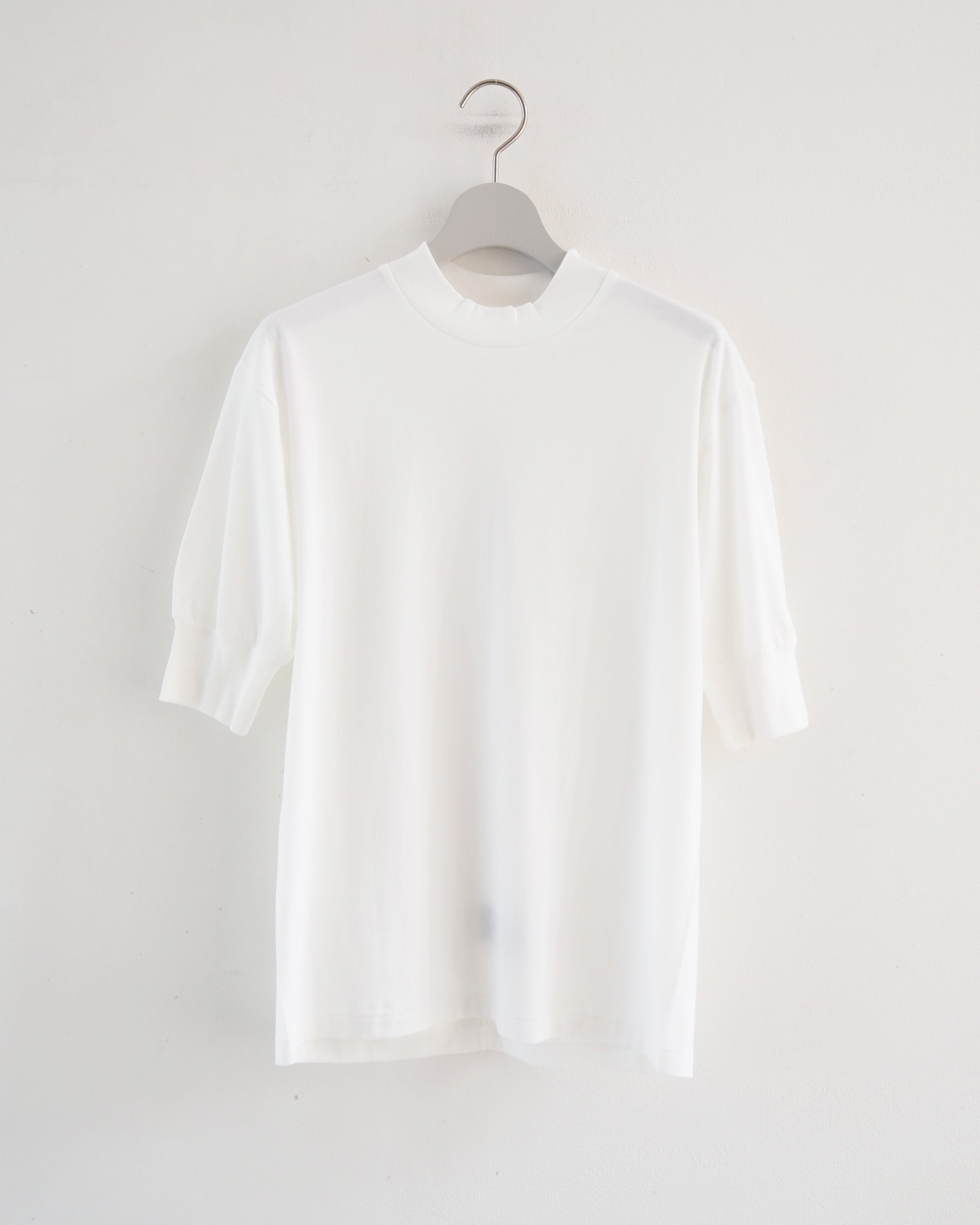 Mock Neck Half Sleeve Tee, White