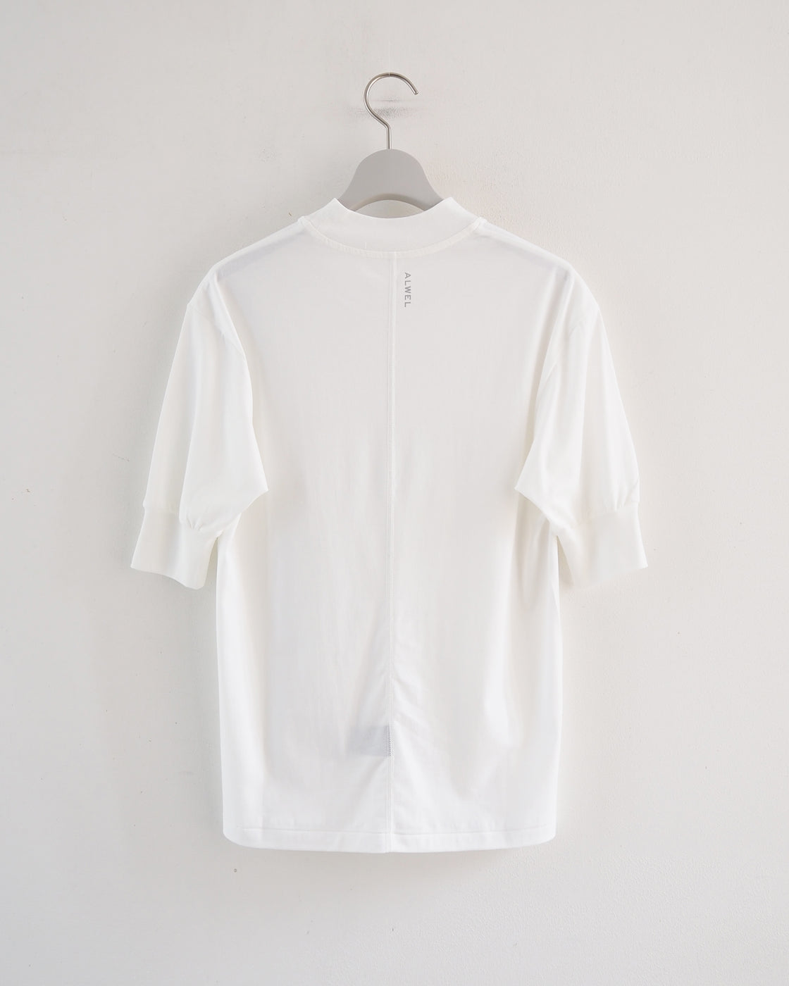 Mock Neck Half Sleeve Tee, White