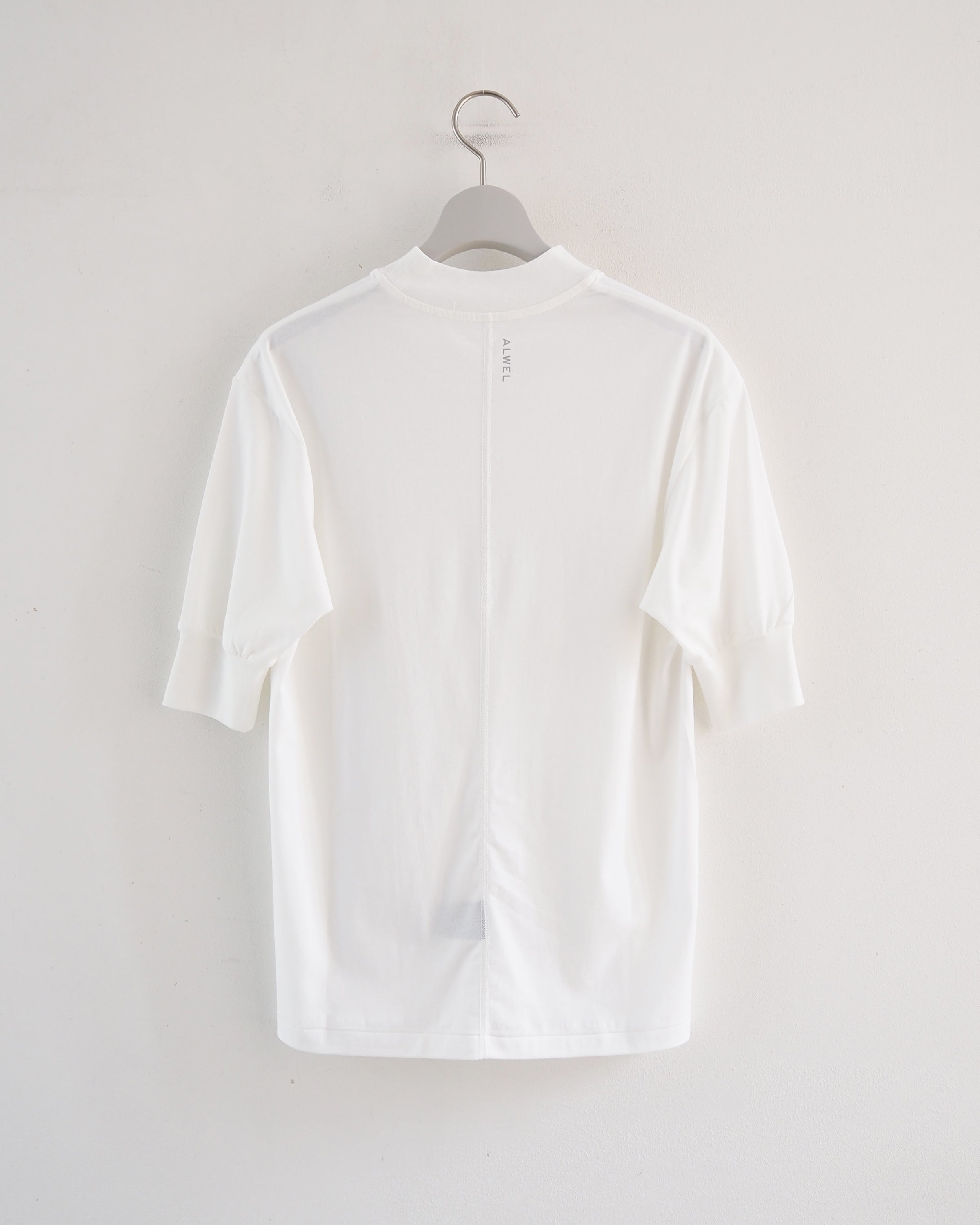 Mock Neck Half Sleeve Tee, White
