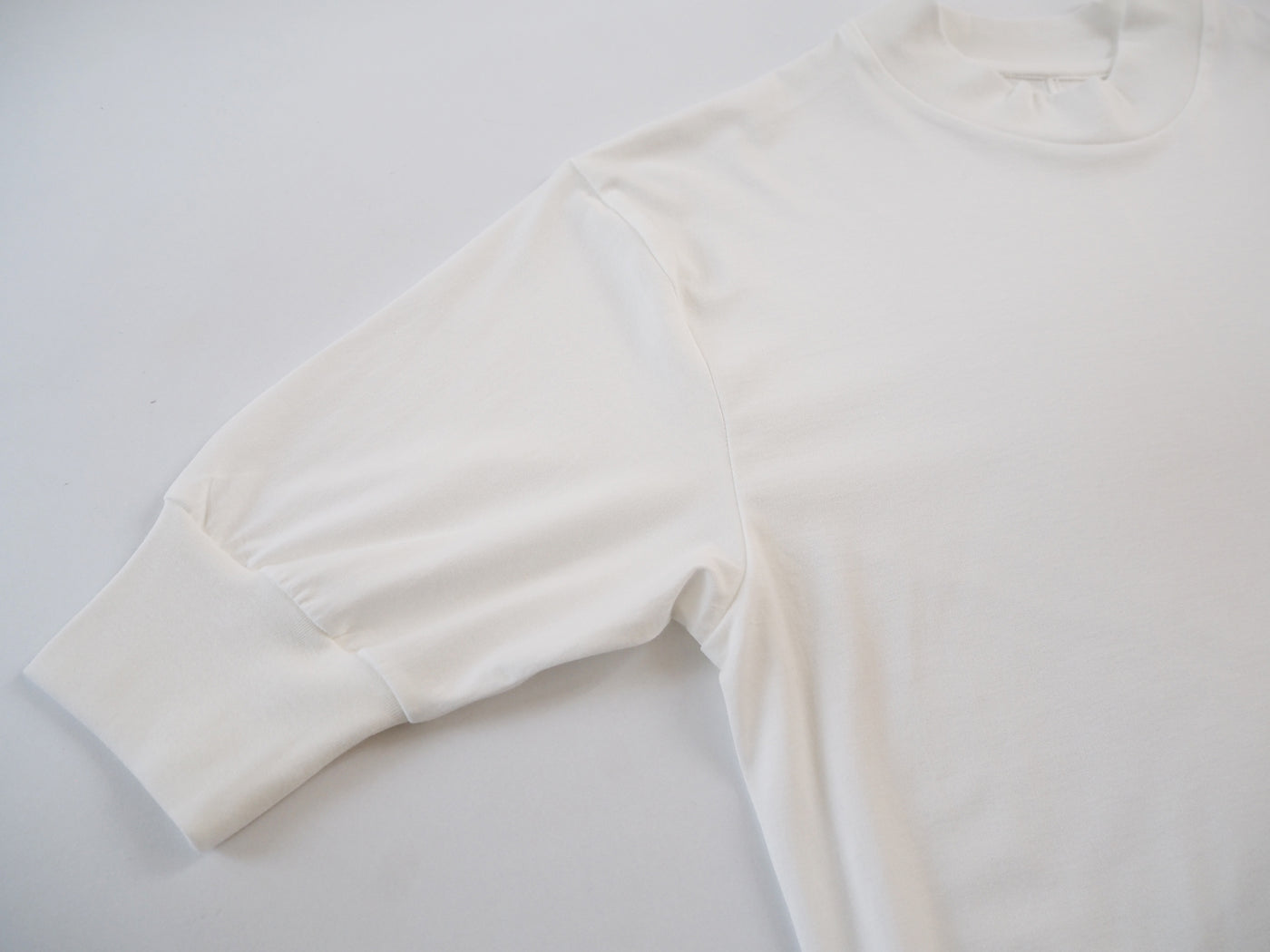 Mock Neck Half Sleeve Tee, White