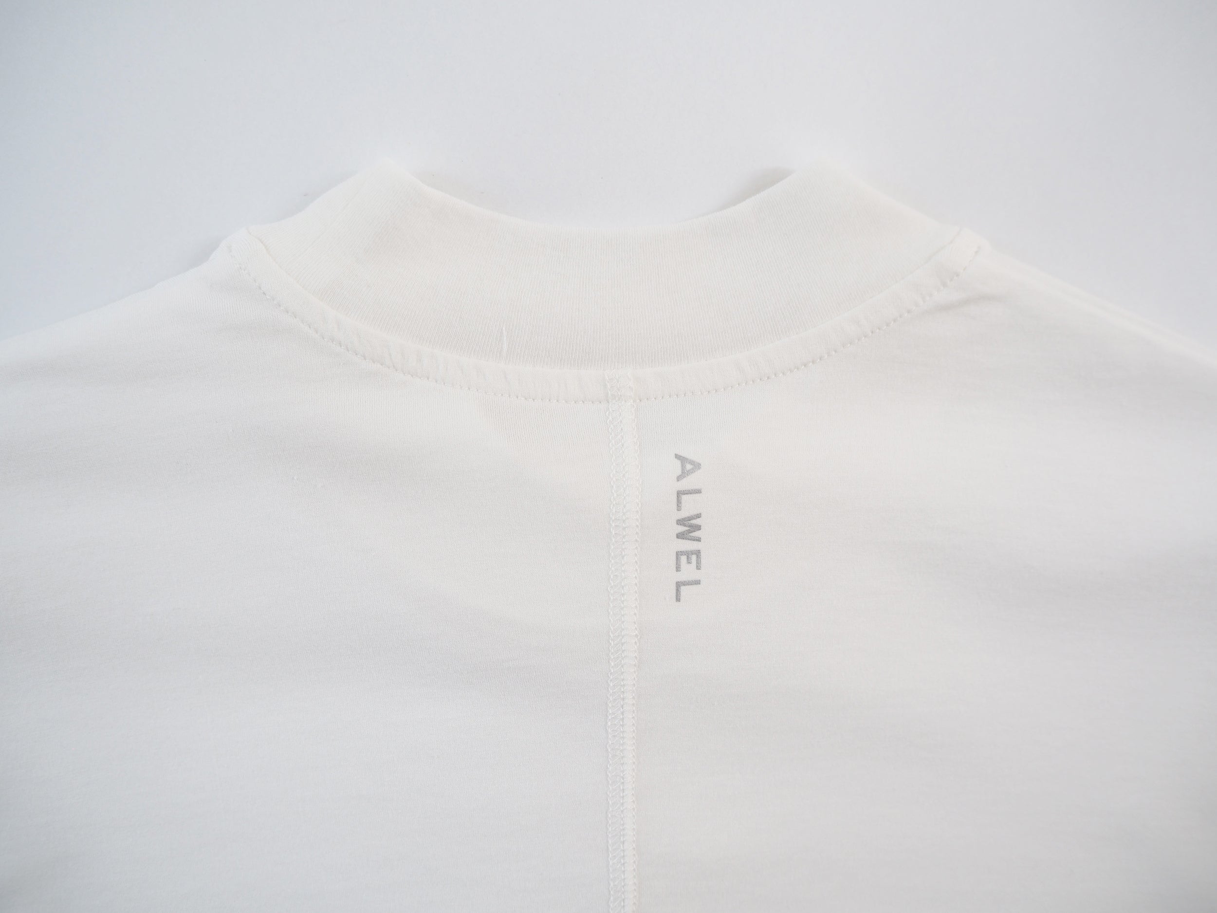 Mock Neck Half Sleeve Tee, White