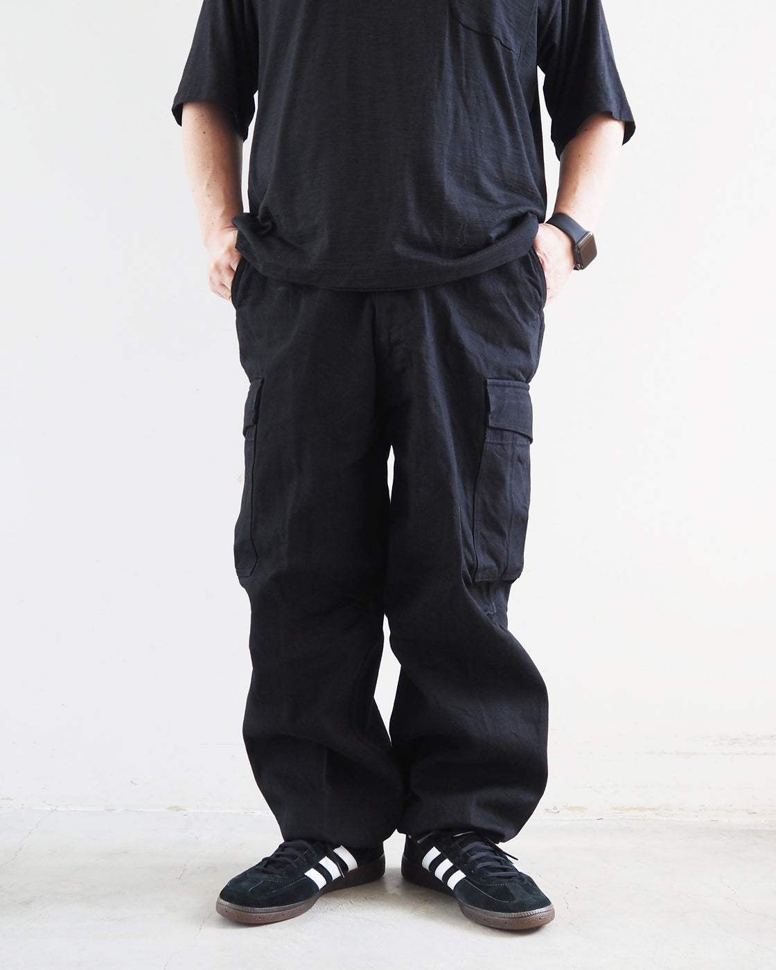 Black denim B.D.U pants, Black