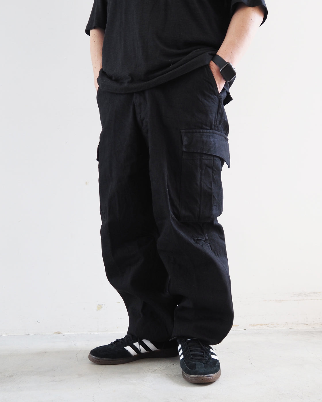 Black denim B.D.U pants, Black