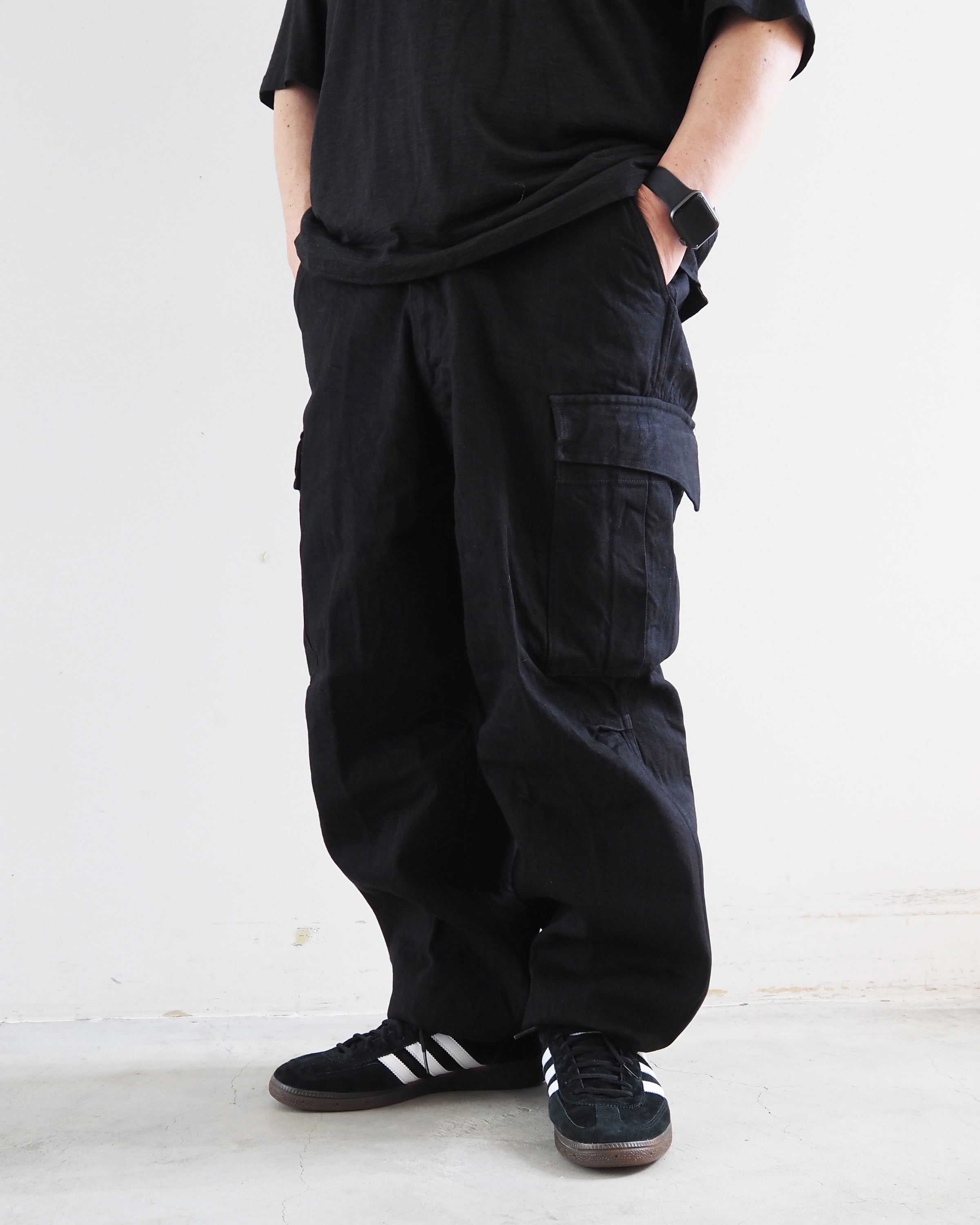 Black denim B.D.U pants, Black