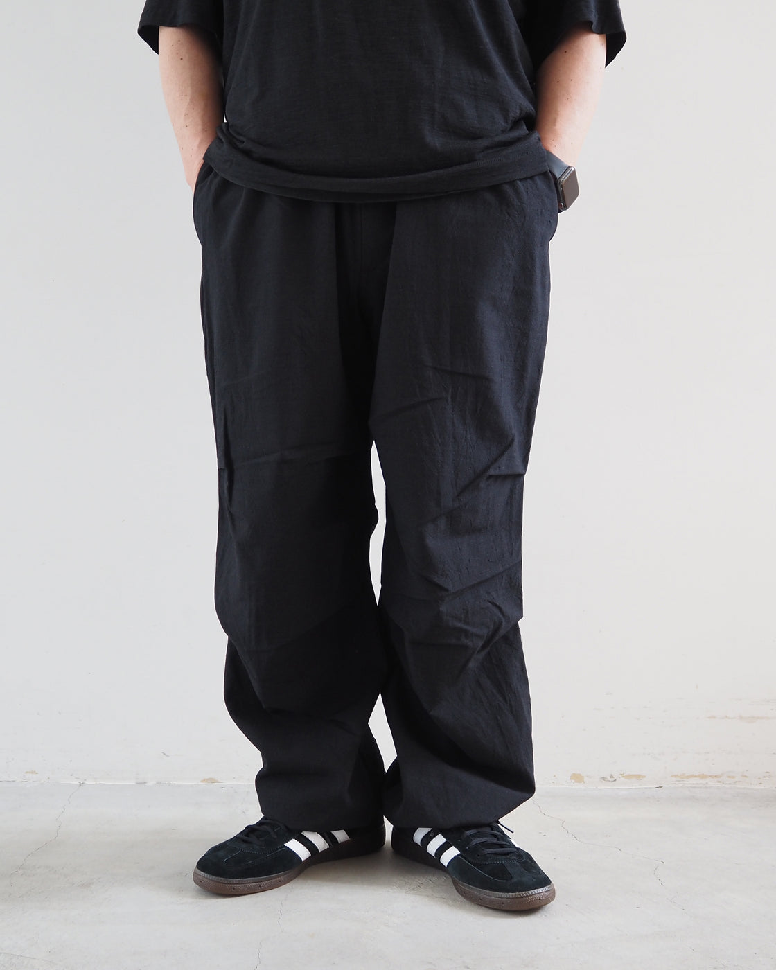 Wool Knee Tucked Pants, Charcoal