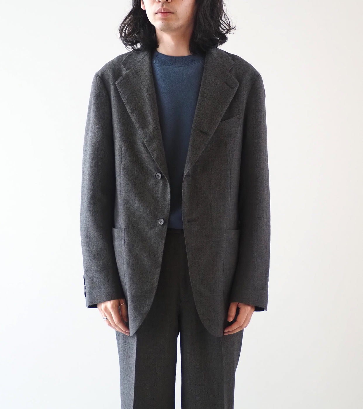 MAATEE＆SONS シングル アンコン ジャケット 杢グレン, C Gray