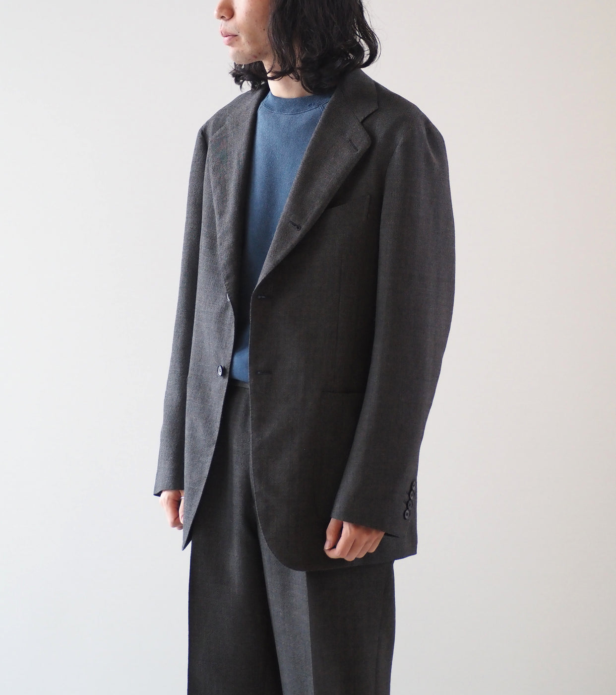 MAATEE＆SONS シングル アンコン ジャケット 杢グレン, C Gray