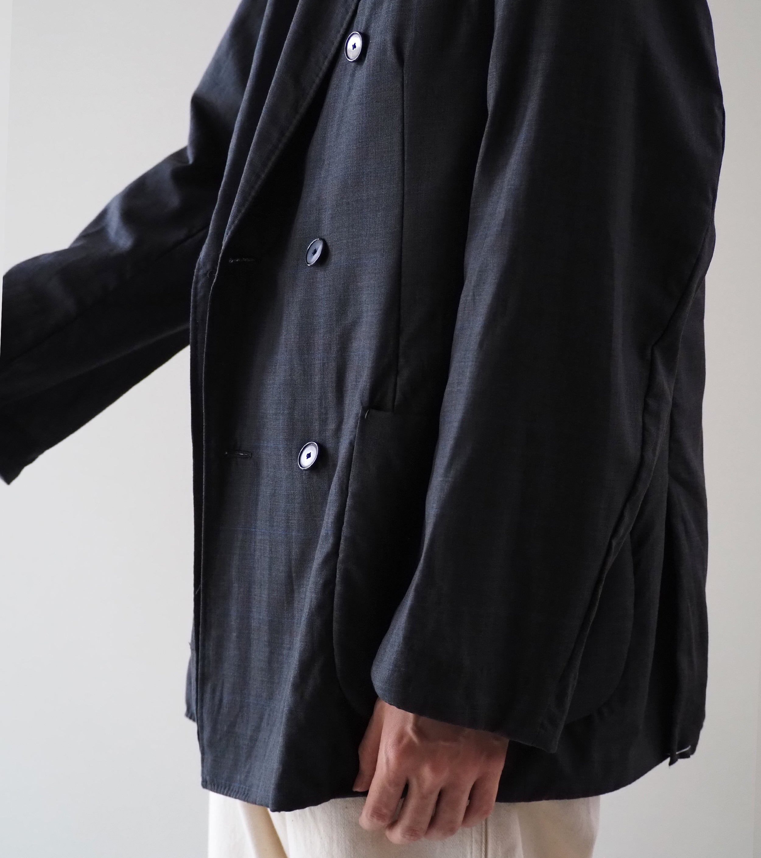 MAATEE＆SONS H WOOL MUSOU ギャザージャケット , Charcoal Pane