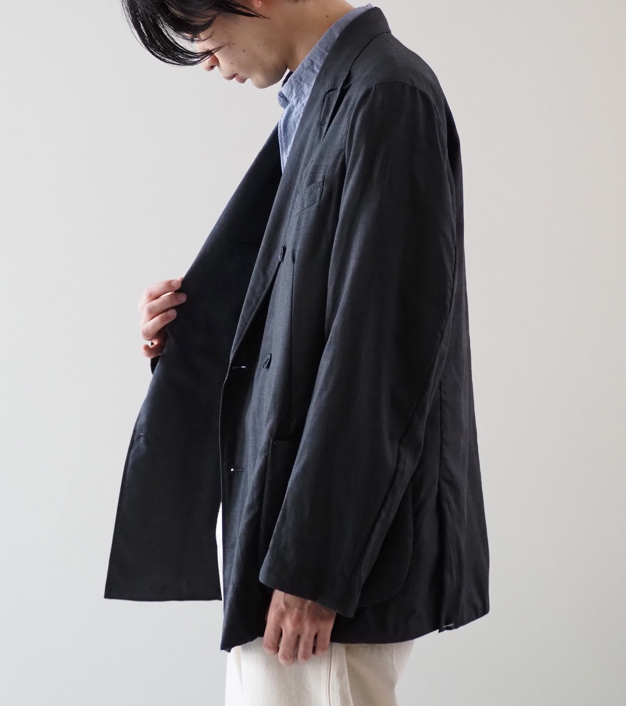 MAATEE＆SONS H WOOL MUSOU ギャザージャケット , Charcoal Pane