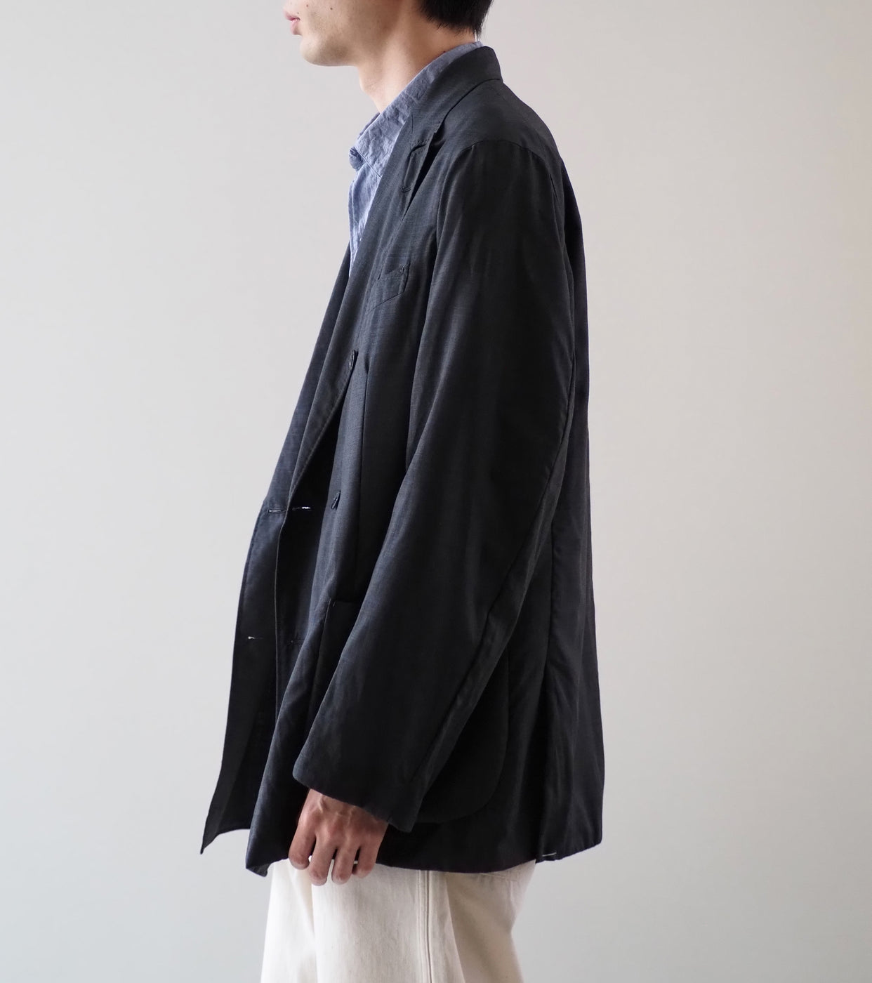 MAATEE＆SONS H WOOL MUSOU ギャザージャケット , Charcoal Pane