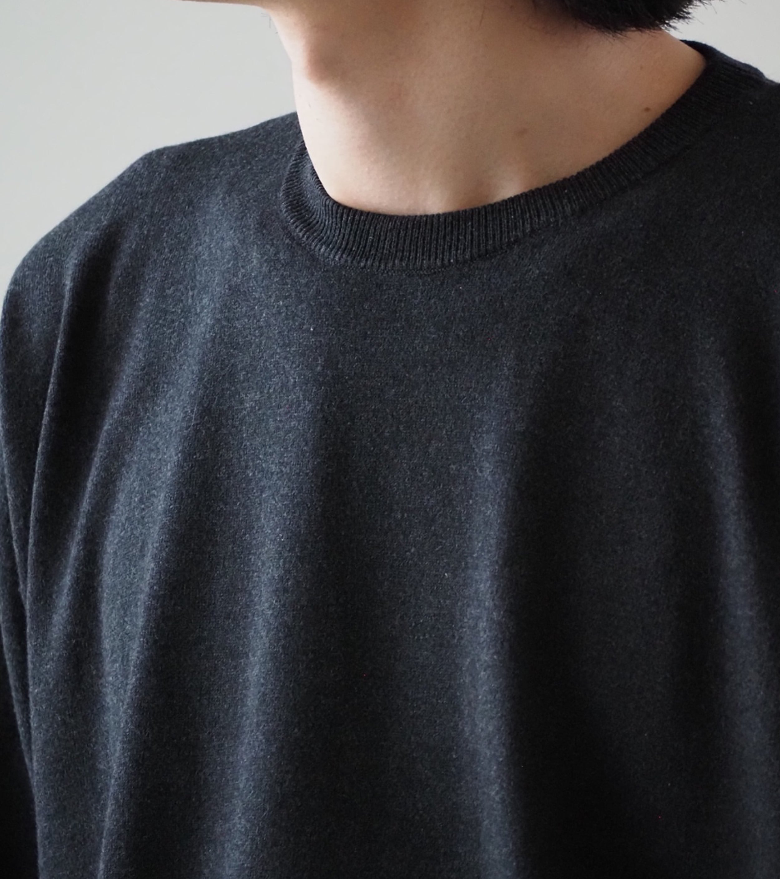 Bauth BAUTH コットン カシミヤ クルーネック , Charcoal – Navyblue