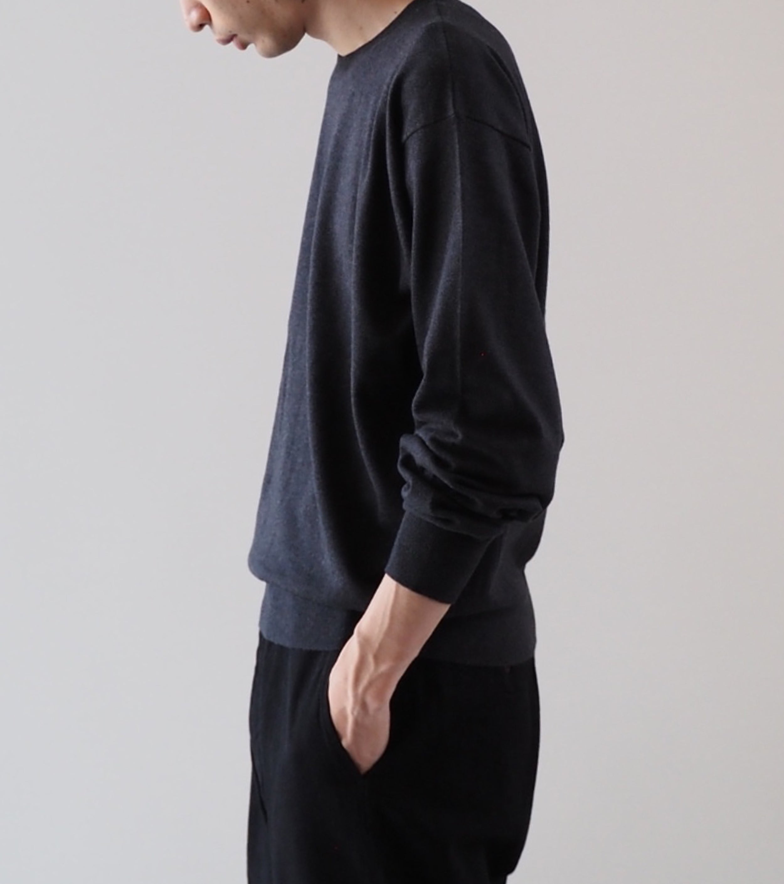 BAUTH Cotton Cashmere Crew Neck , Charcoal