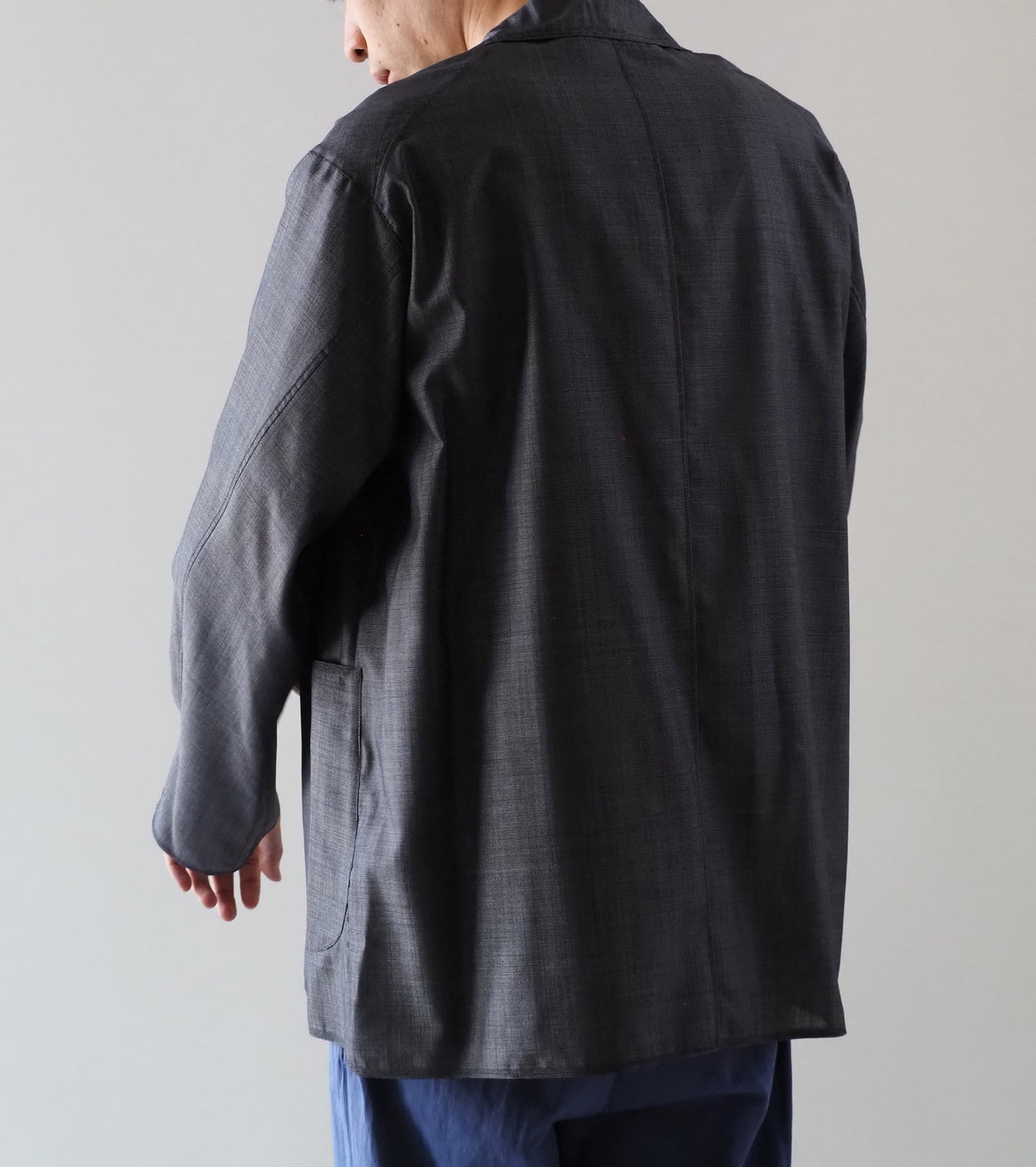 MAATEE＆SONS 折って折って ジャケット ウール シルク , Navy Pin