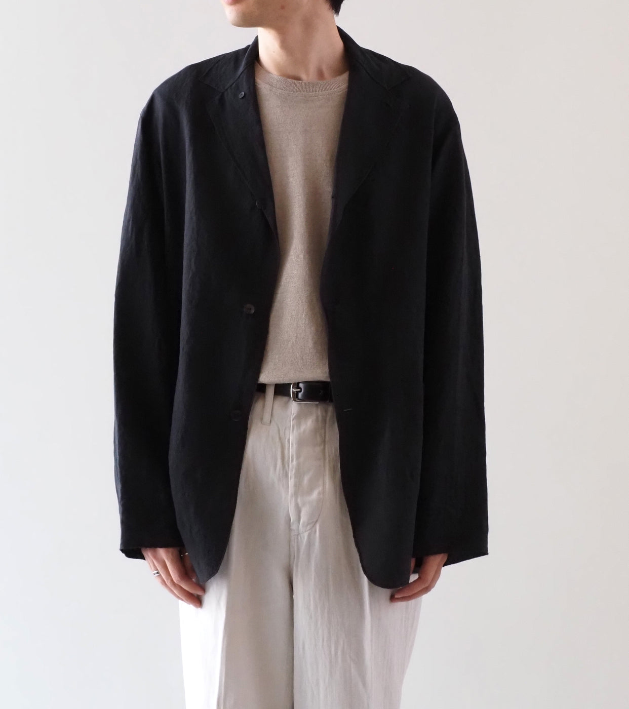 MAATEE＆SONS ハンカチーフ ジャケット ヴィンテージ リネン , Black