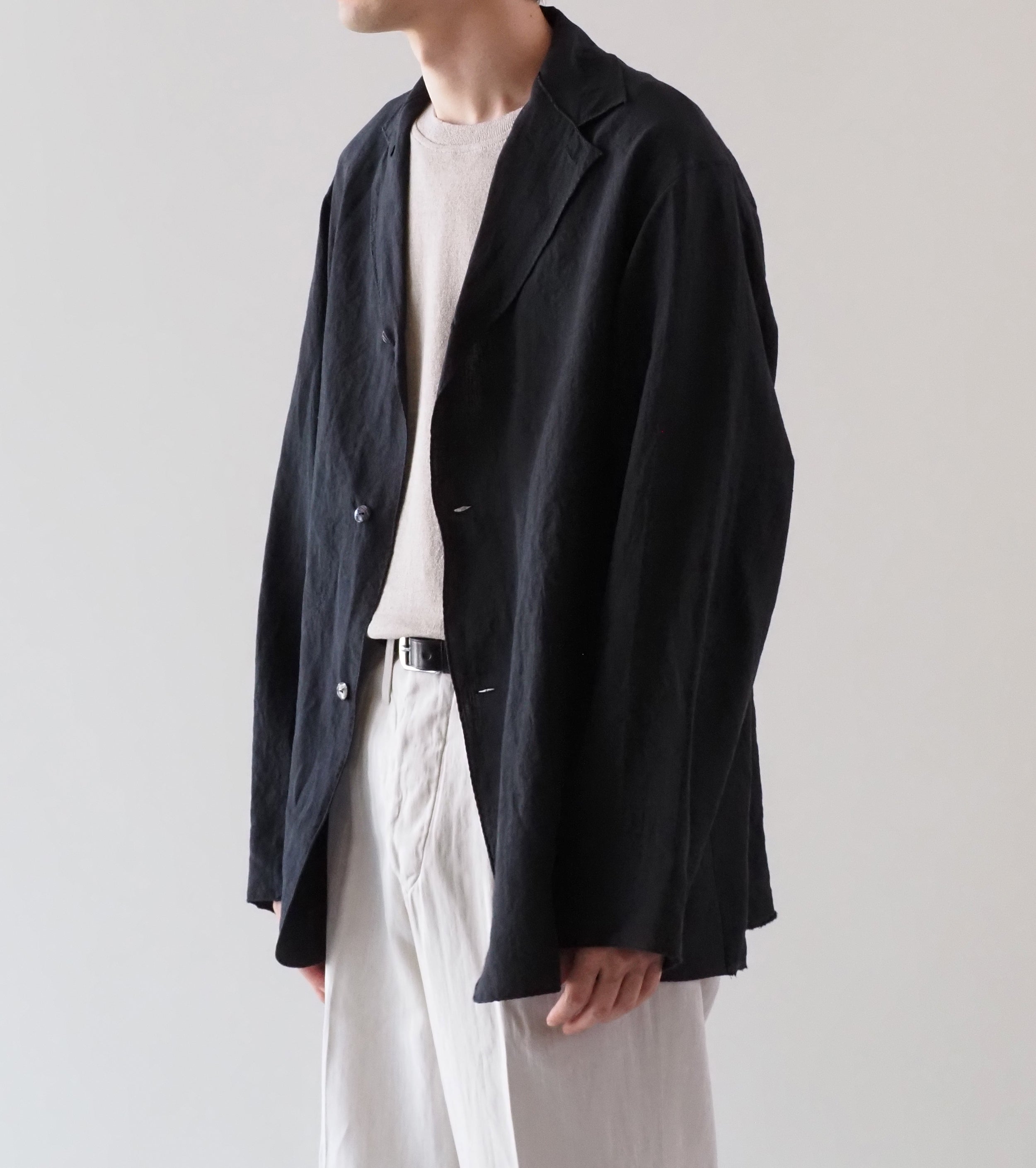 MAATEE＆SONS ハンカチーフ ジャケット ヴィンテージ リネン , Black