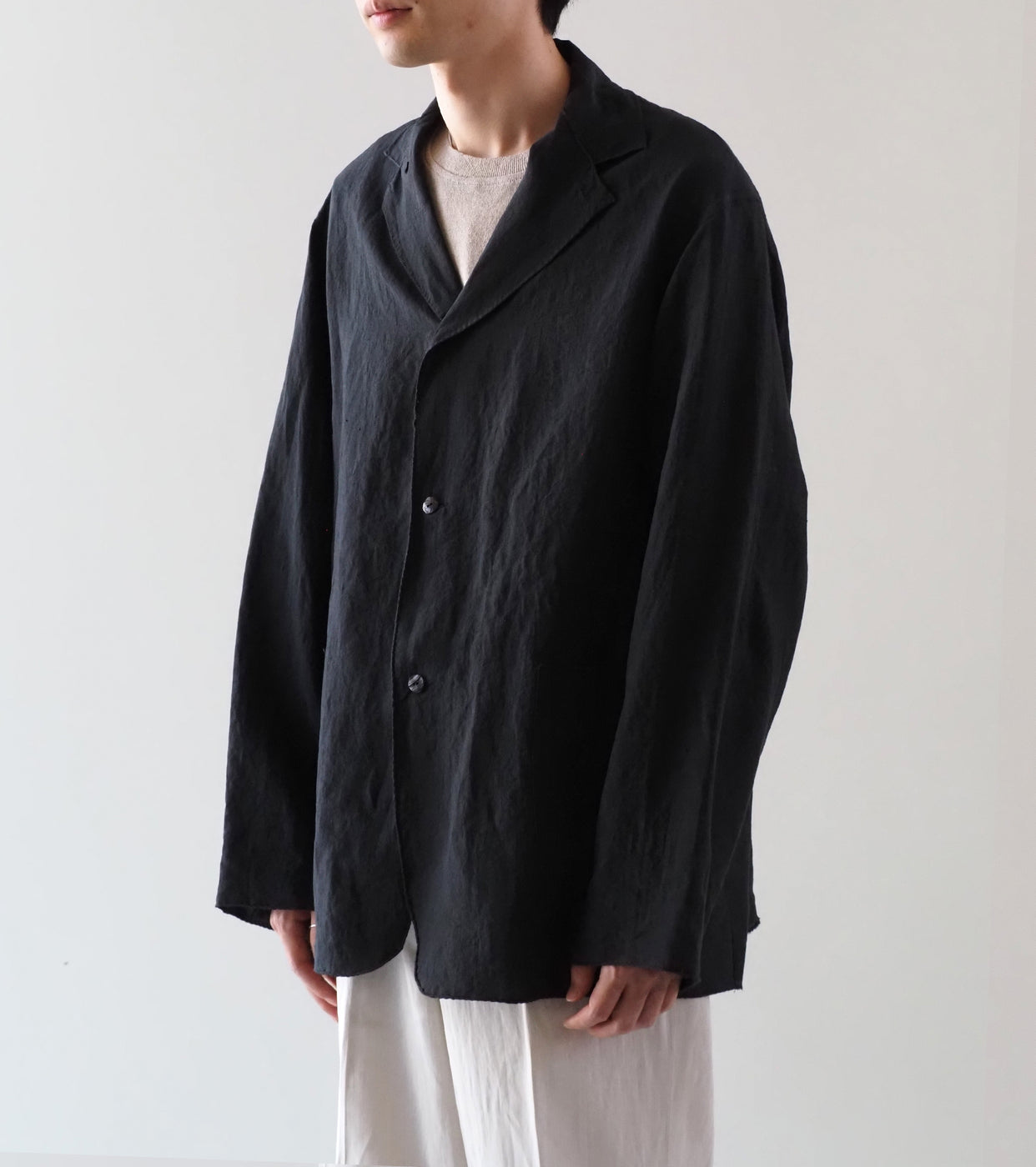 MAATEE＆SONS ハンカチーフ ジャケット ヴィンテージ リネン , Black