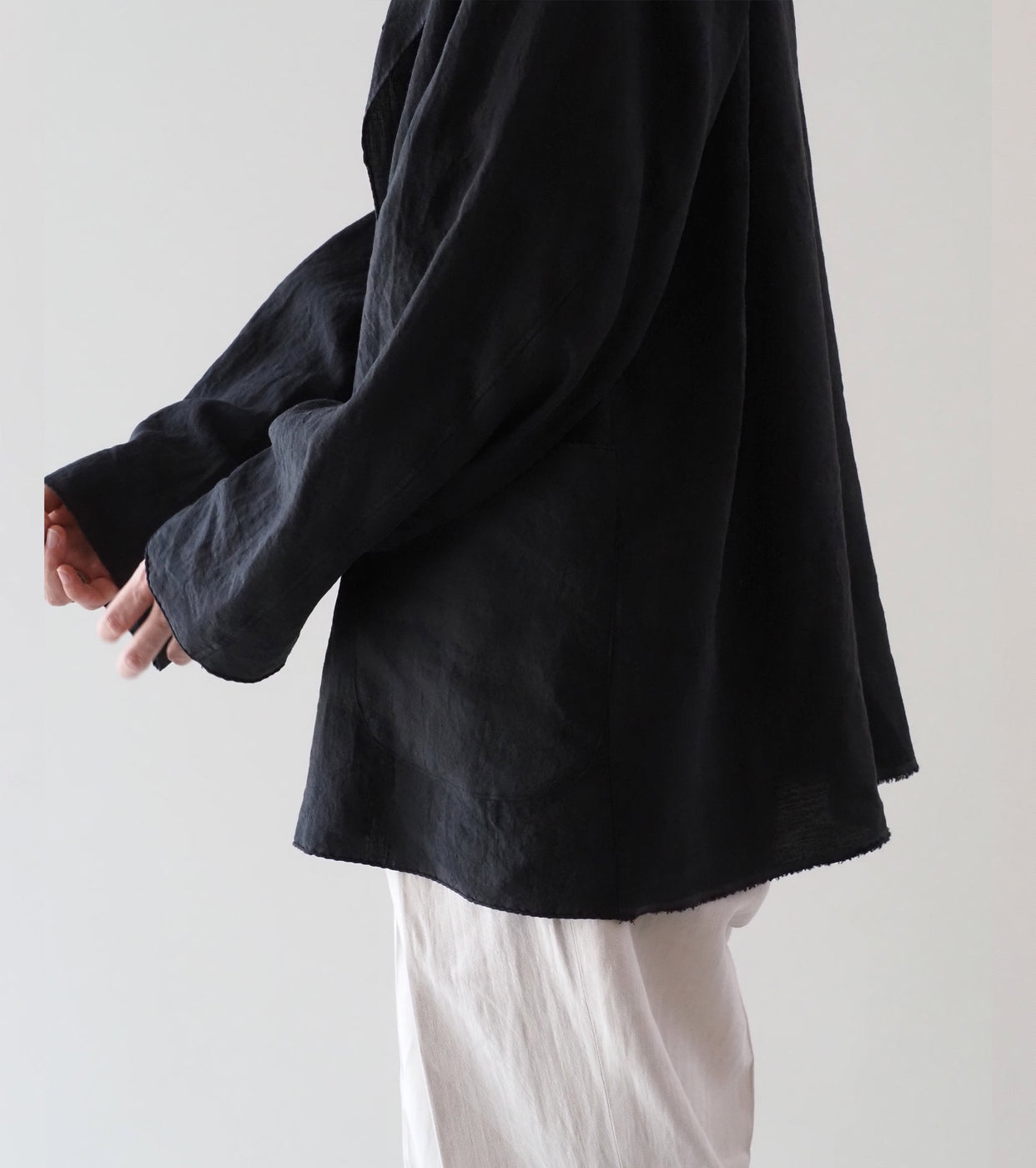 MAATEE＆SONS ハンカチーフ ジャケット ヴィンテージ リネン , Black