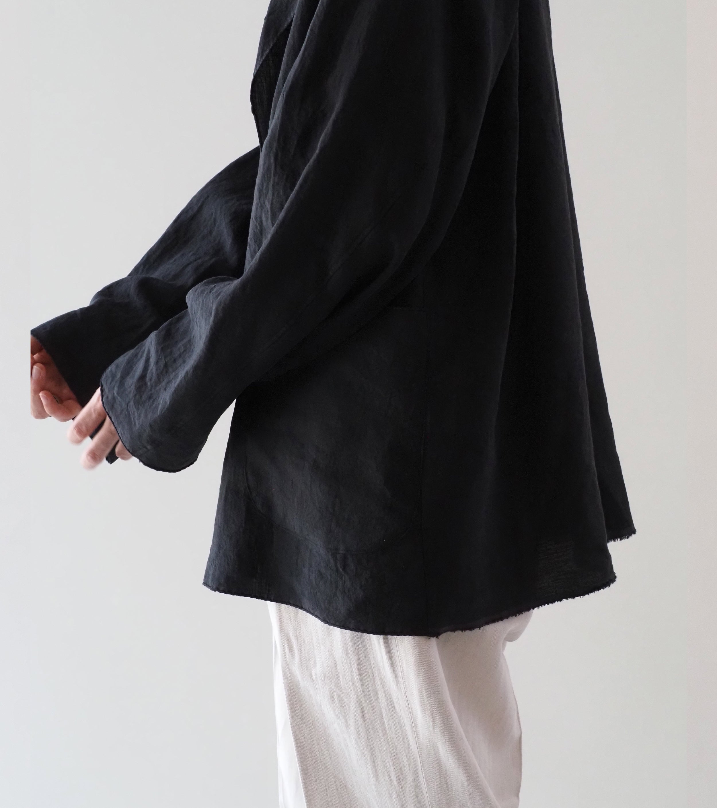 MAATEE＆SONS ハンカチーフ ジャケット ヴィンテージ リネン , Black