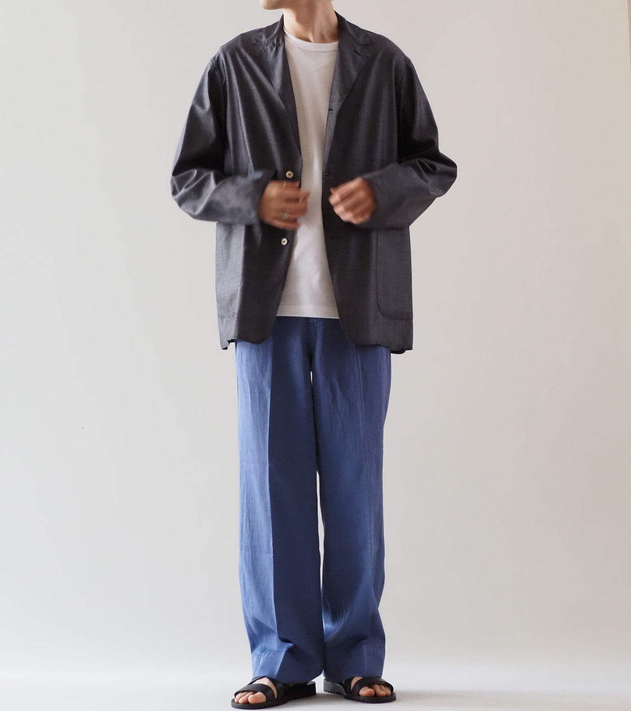 MAATEE＆SONS 折って折って ジャケット ウール シルク , Navy Pin