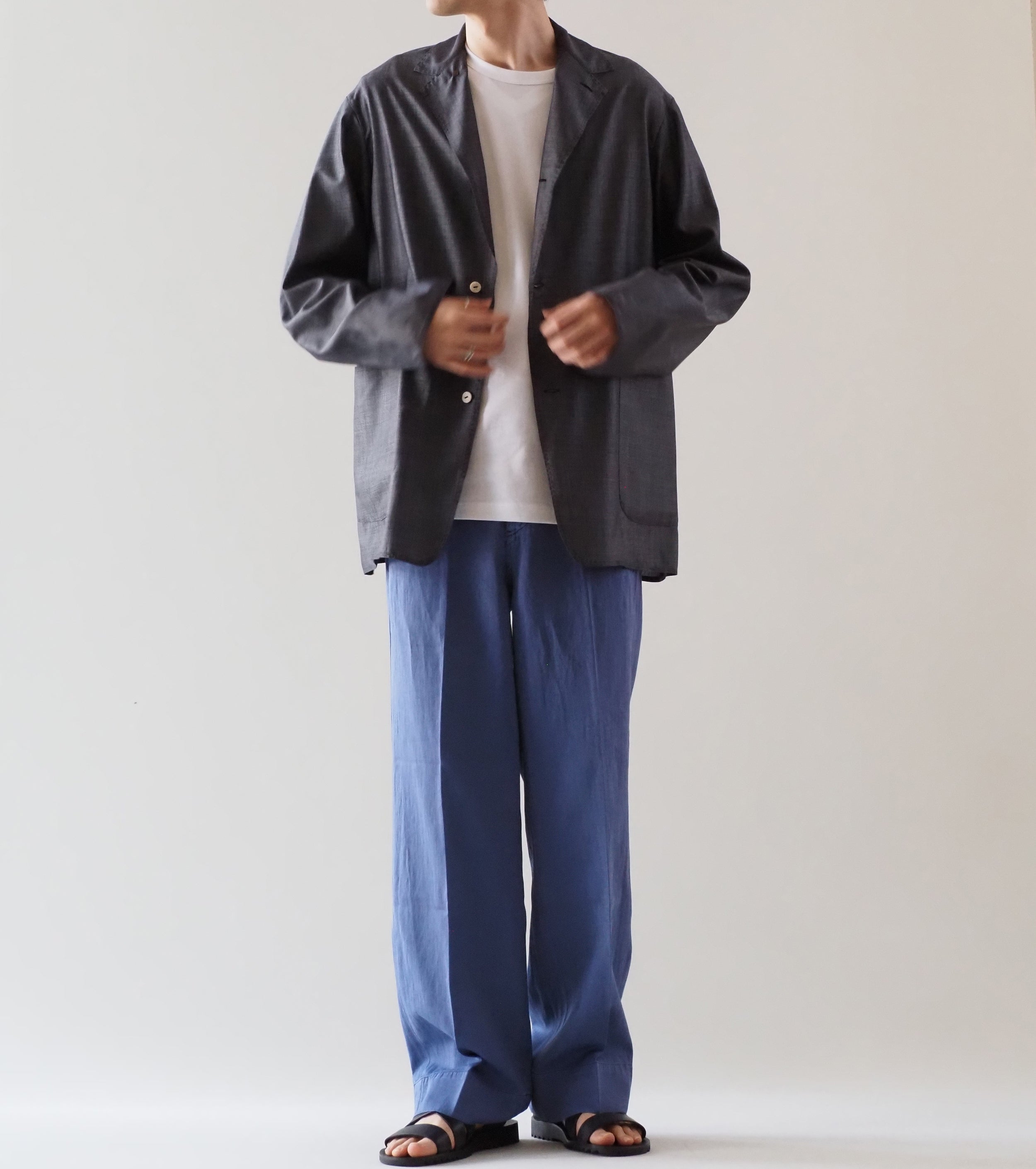 MAATEE＆SONS 折って折って ジャケット ウール シルク , Navy Pin