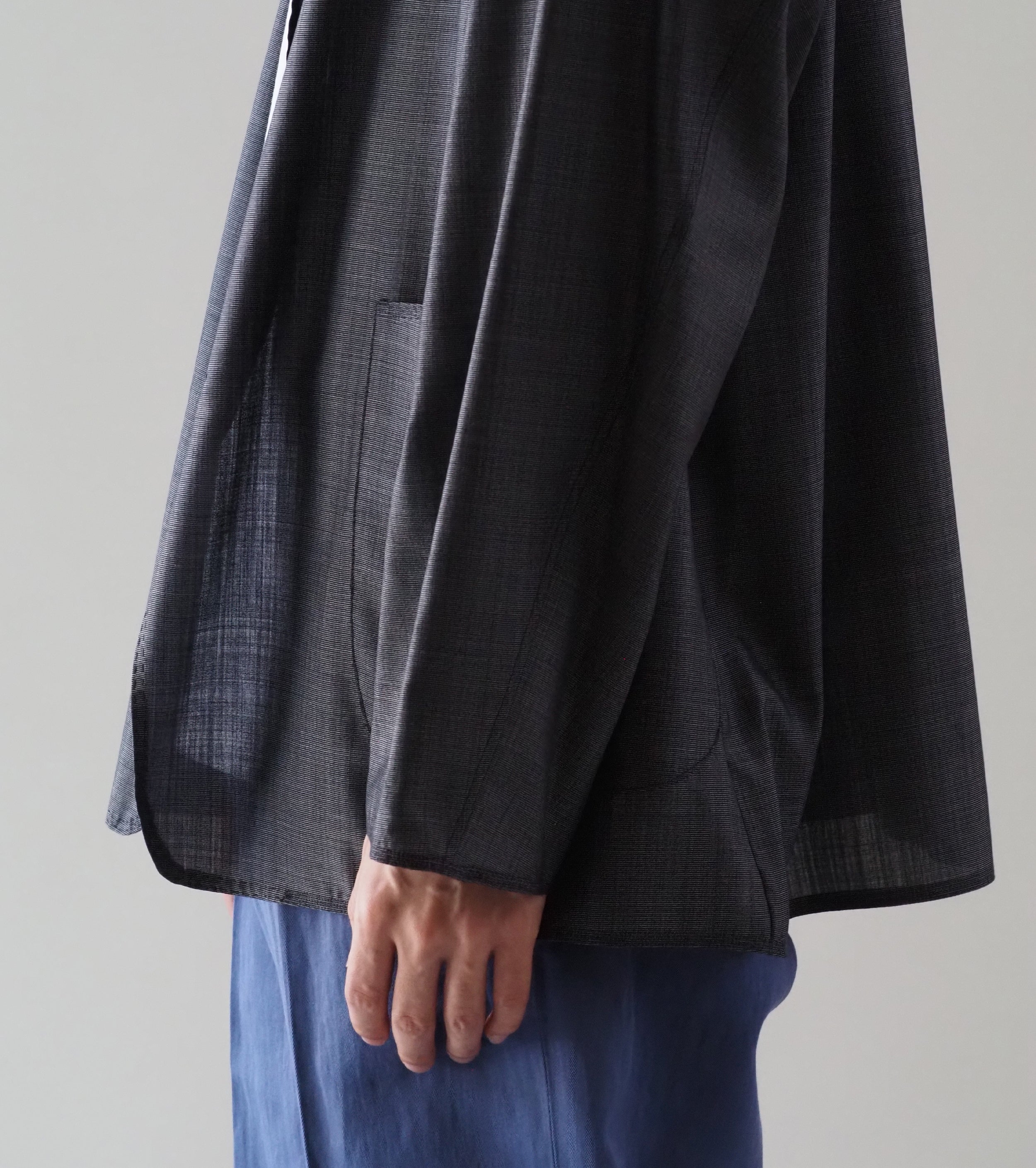 MAATEE＆SONS 折って折って ジャケット ウール シルク , Navy Pin