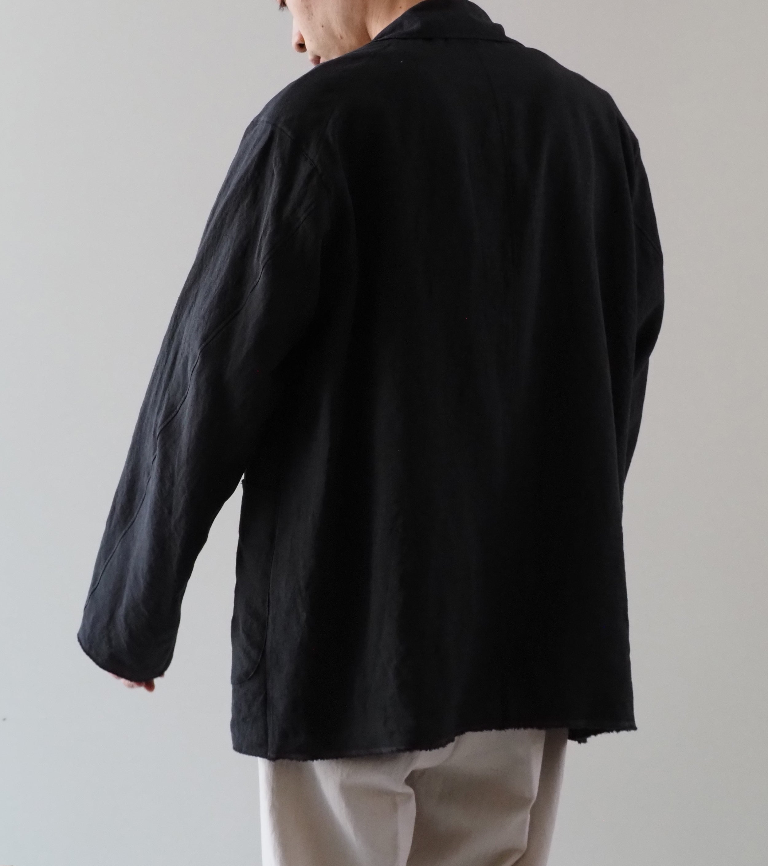 MAATEE＆SONS ハンカチーフ ジャケット ヴィンテージ リネン , Black