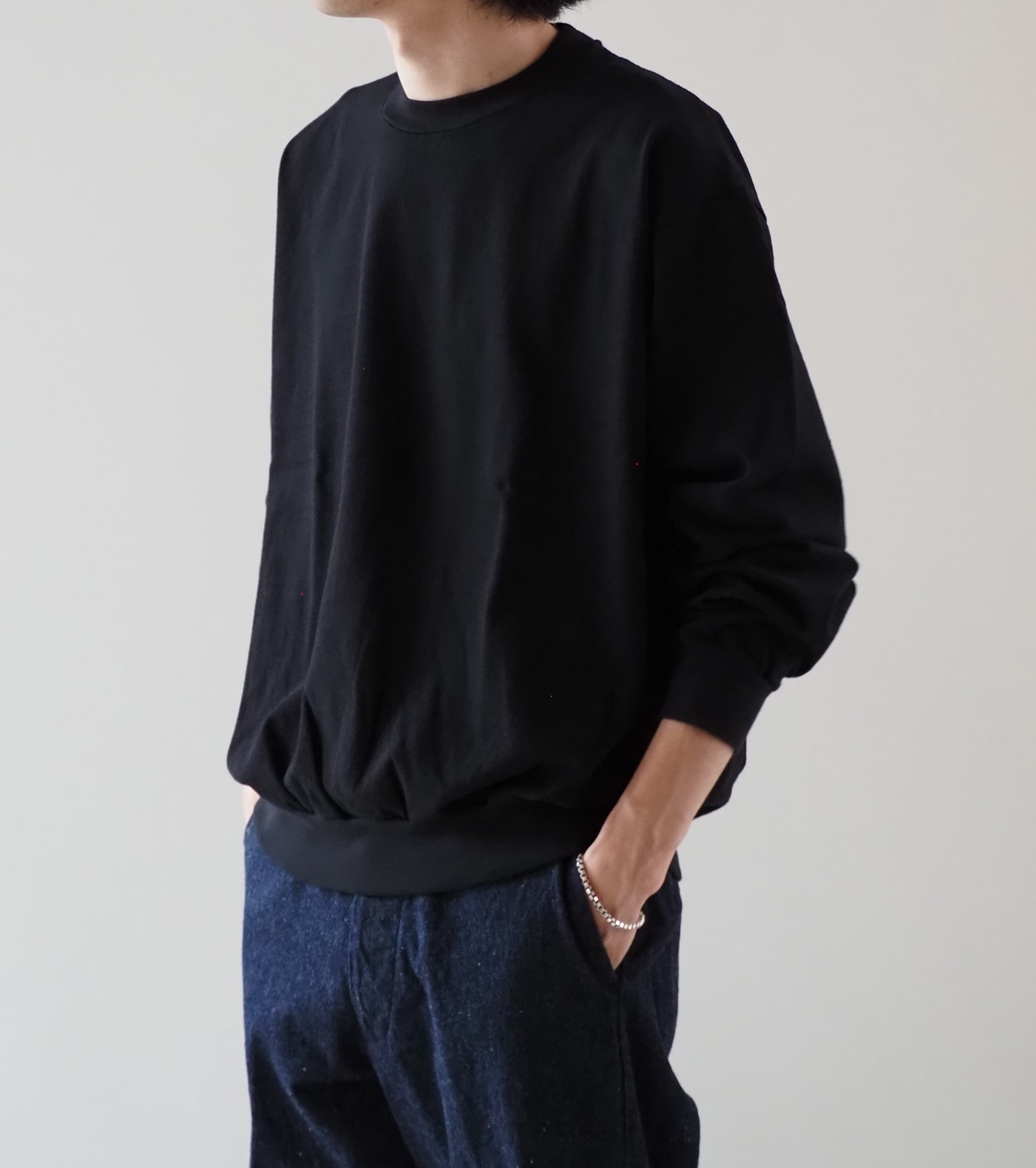 Bauth BAUTH プレーン ステッチ プルオーバー , Black – Navyblue