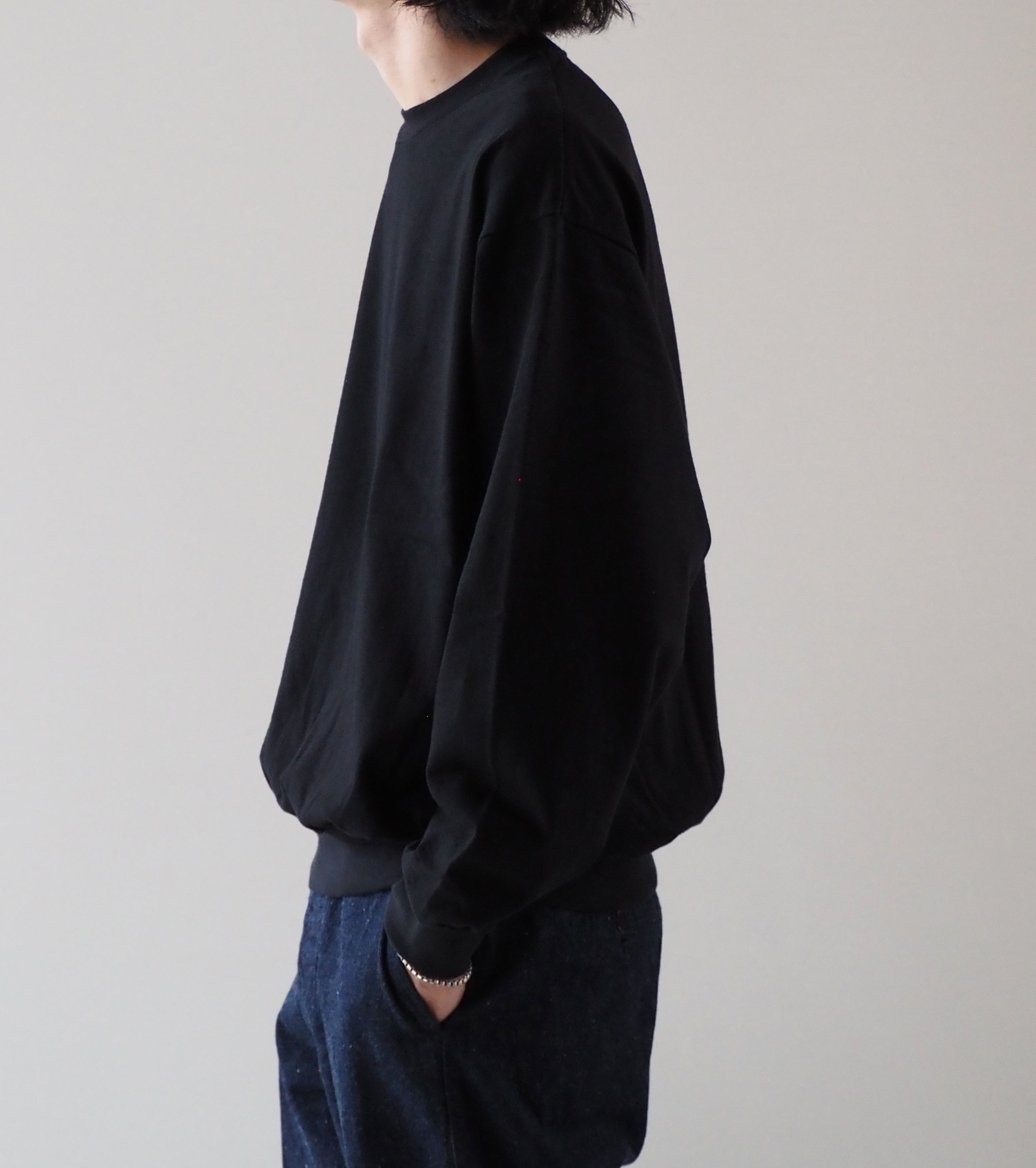 Bauth BAUTH プレーン ステッチ プルオーバー , Black – Navyblue