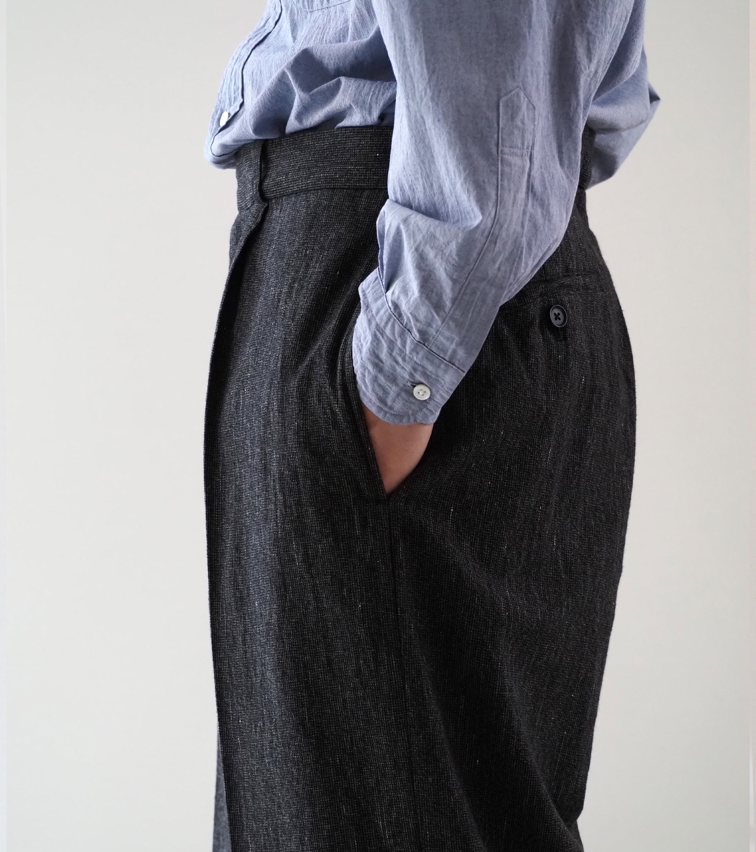 blurhms コットン ミックス ネップ トラウザーズ, Black