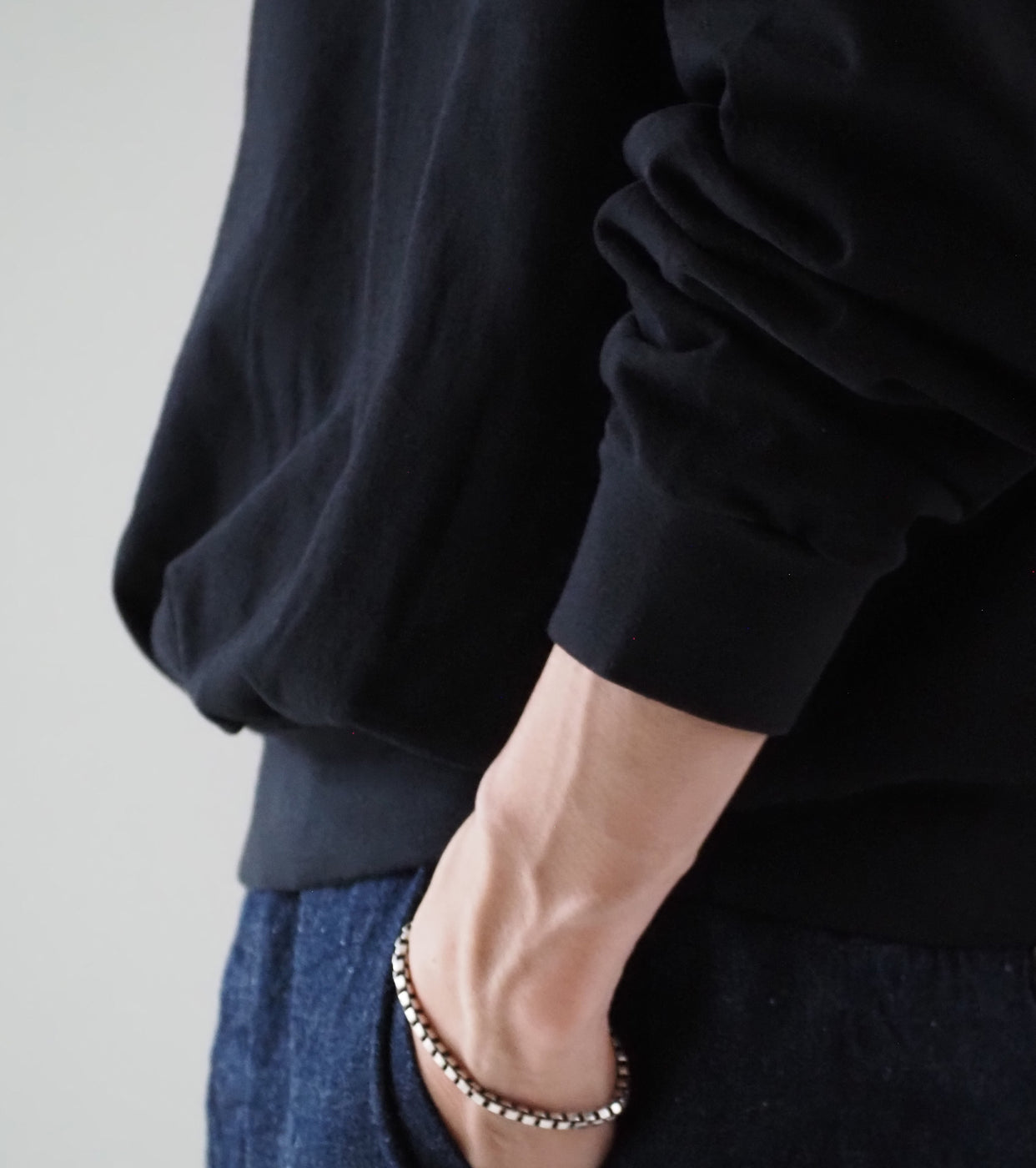 Bauth BAUTH プレーン ステッチ プルオーバー , Black – Navyblue