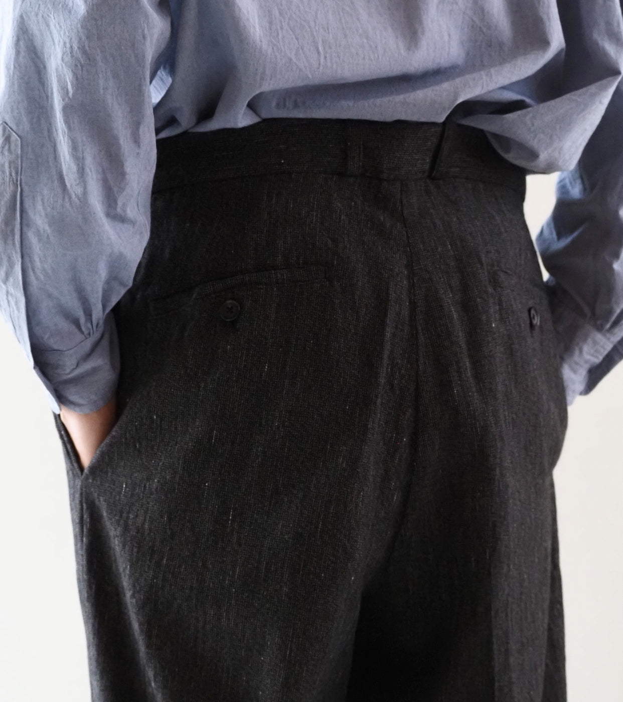 blurhms コットン ミックス ネップ トラウザーズ, Black