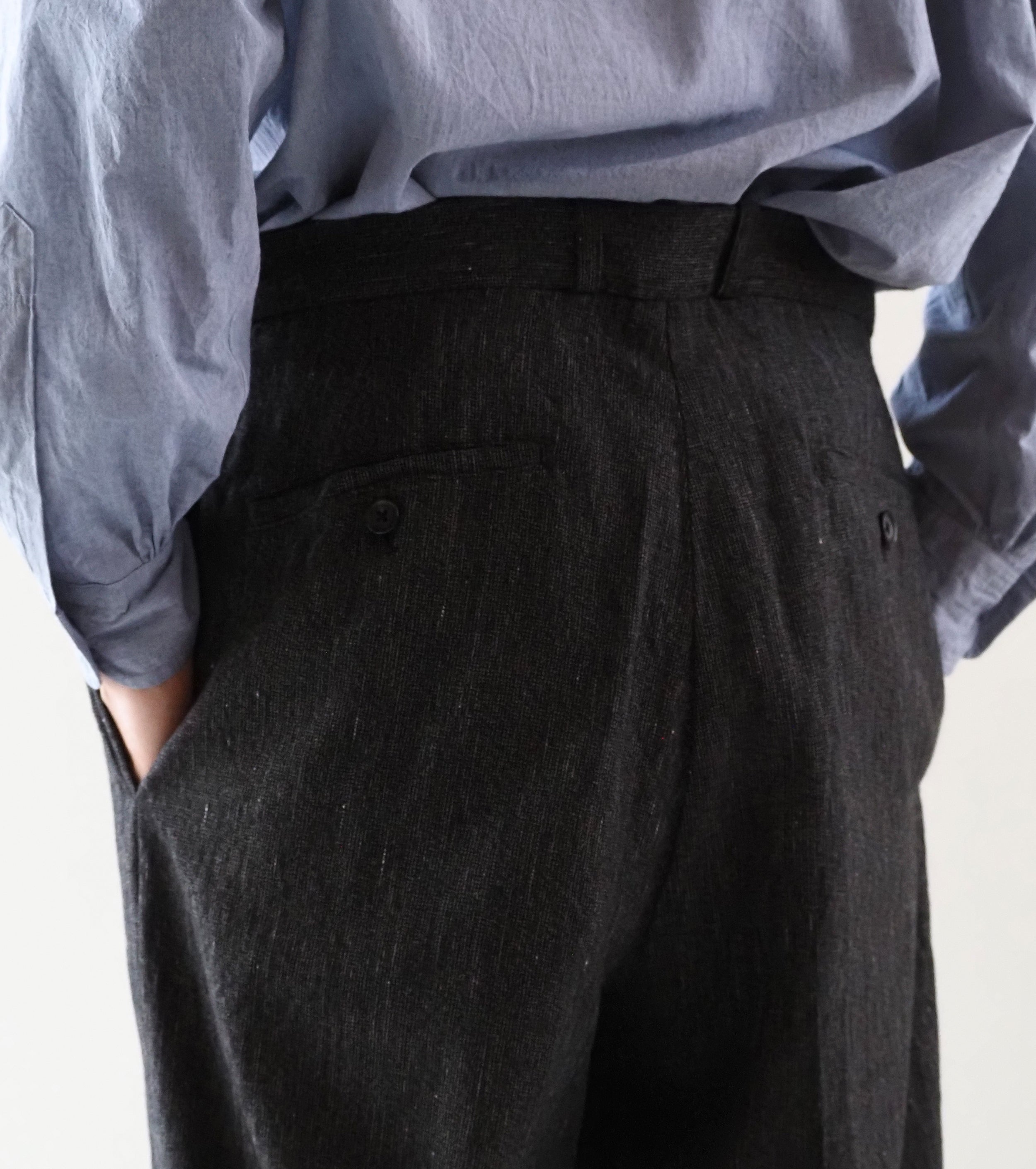 blurhms コットン ミックス ネップ トラウザーズ, Black