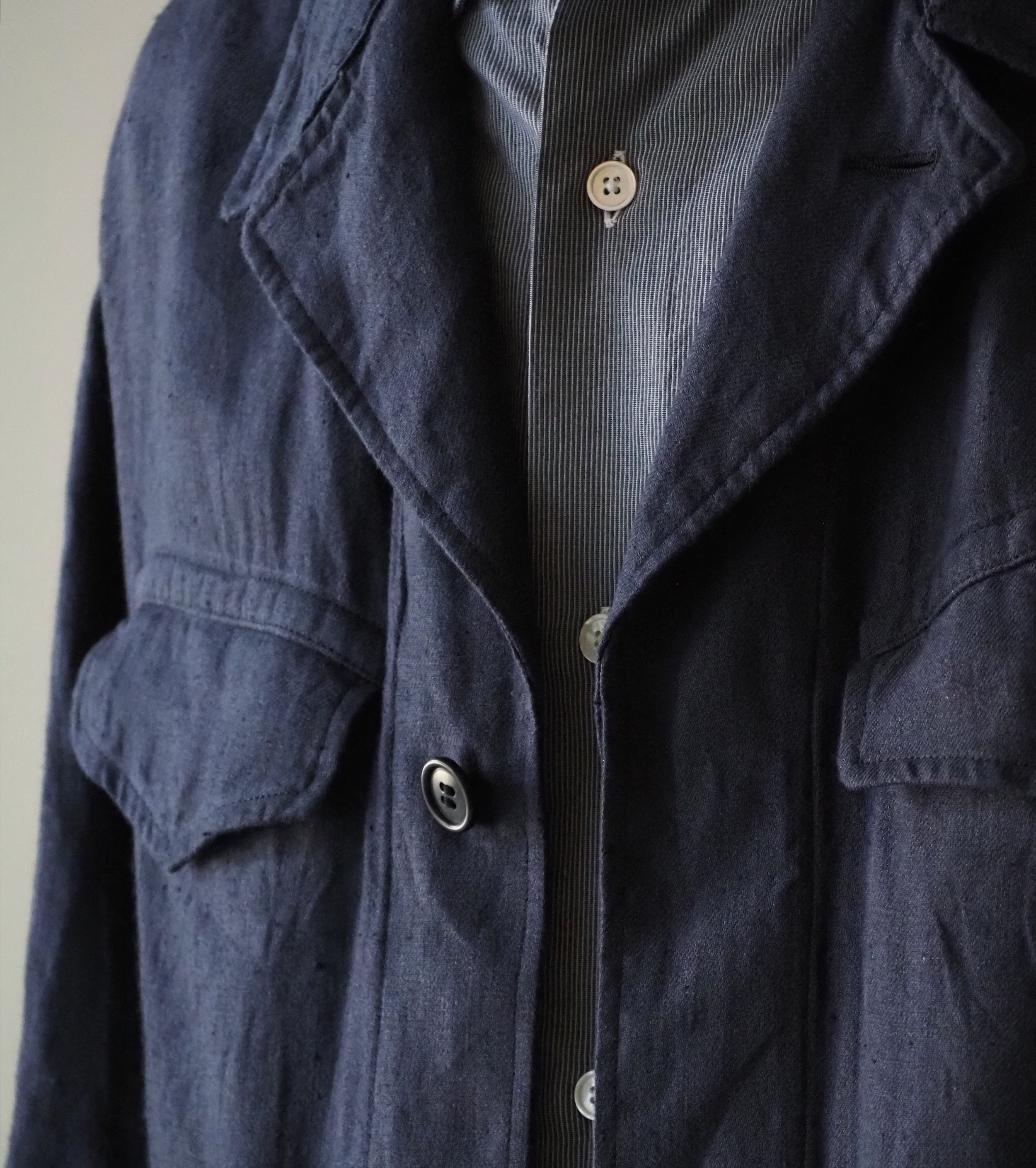 BAUTH リネン ミリタリー ジャケット , Navy