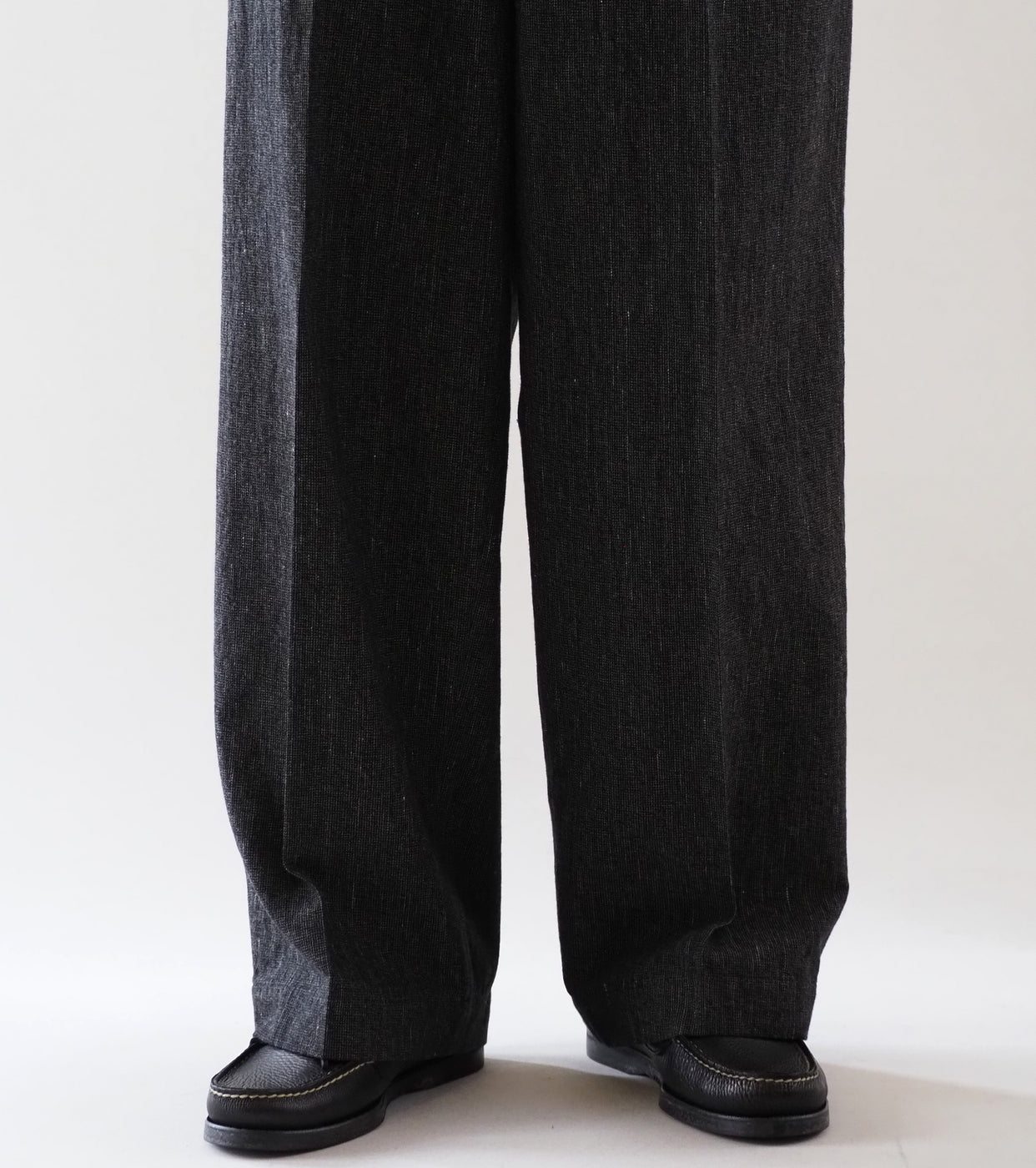 blurhms コットン ミックス ネップ トラウザーズ, Black