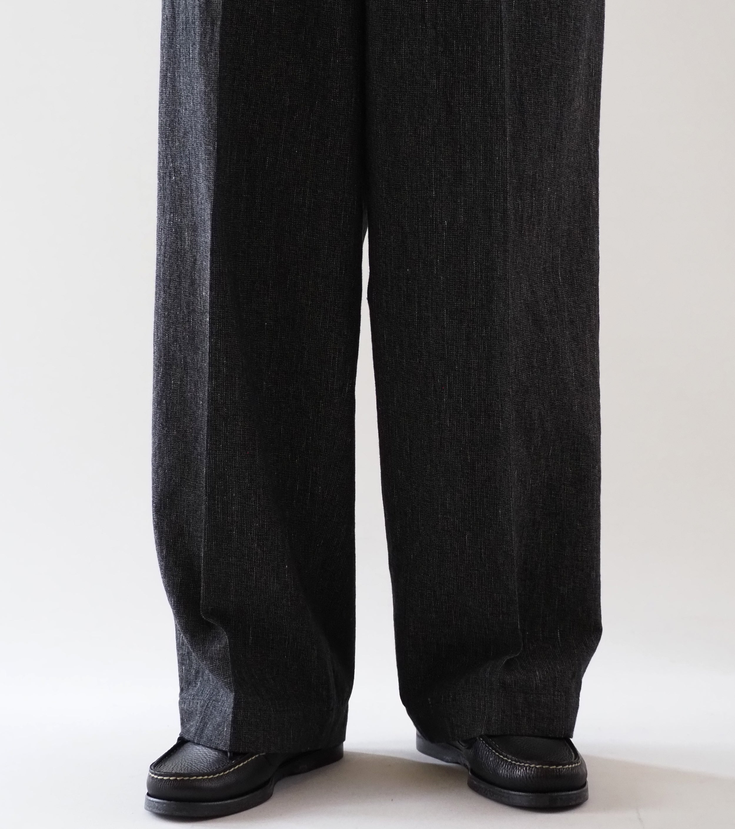 blurhms コットン ミックス ネップ トラウザーズ, Black