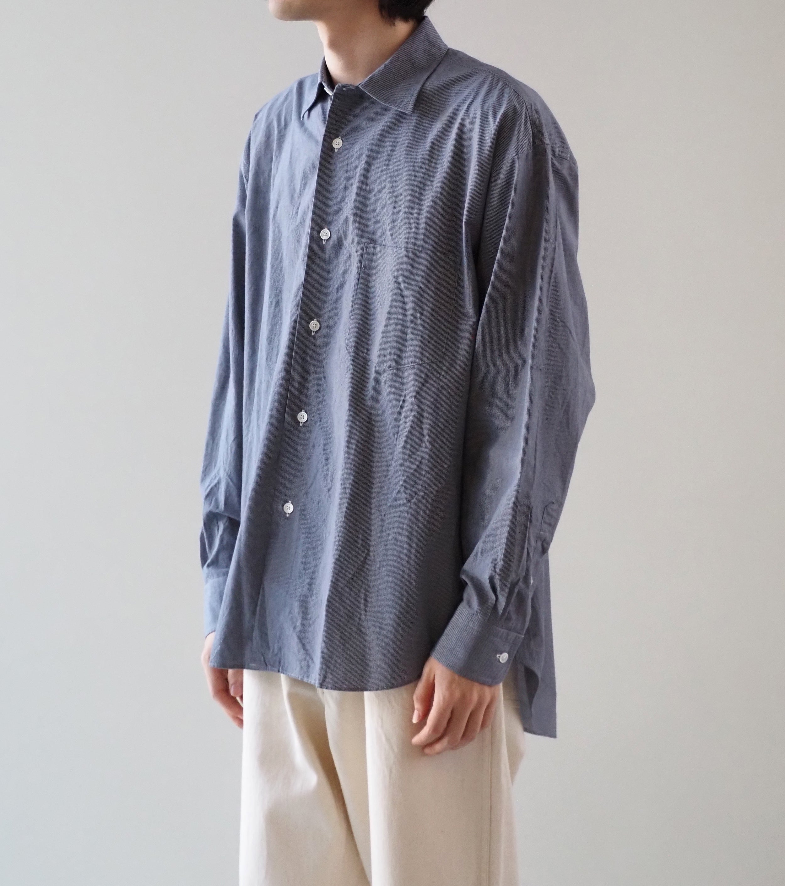 BAUTH コットン ストライプ シャツ , Blue Stripe