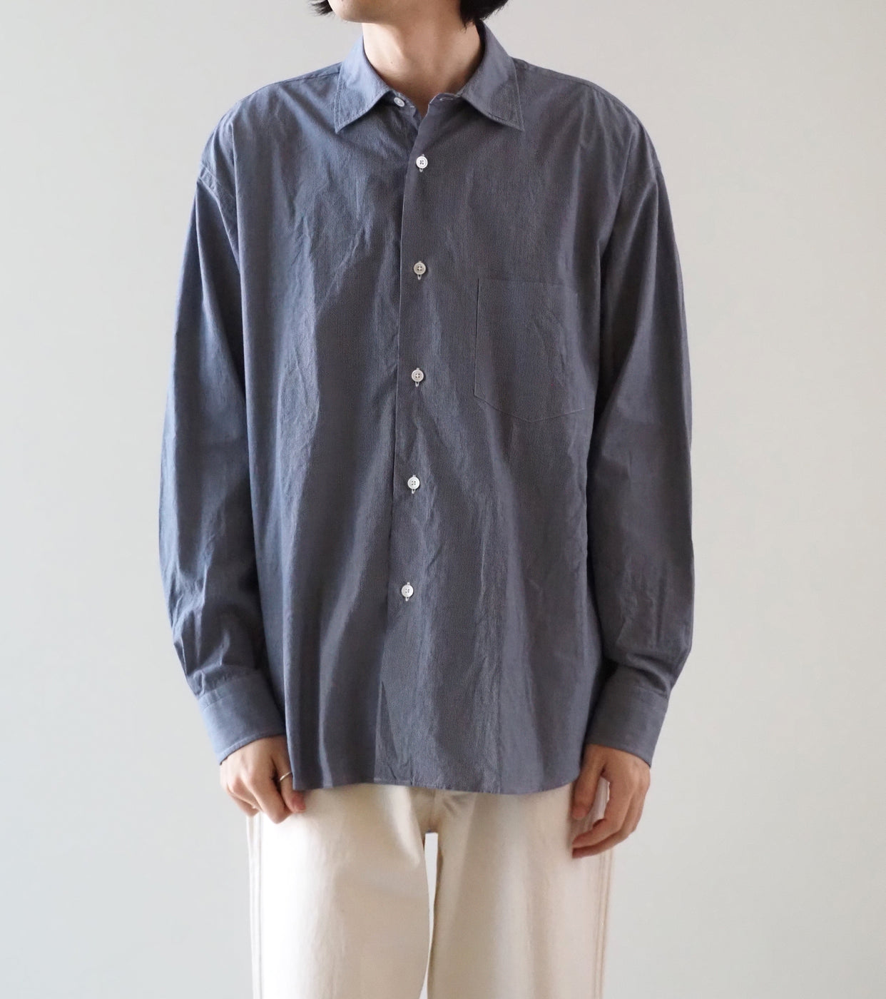 BAUTH コットン ストライプ シャツ , Blue Stripe