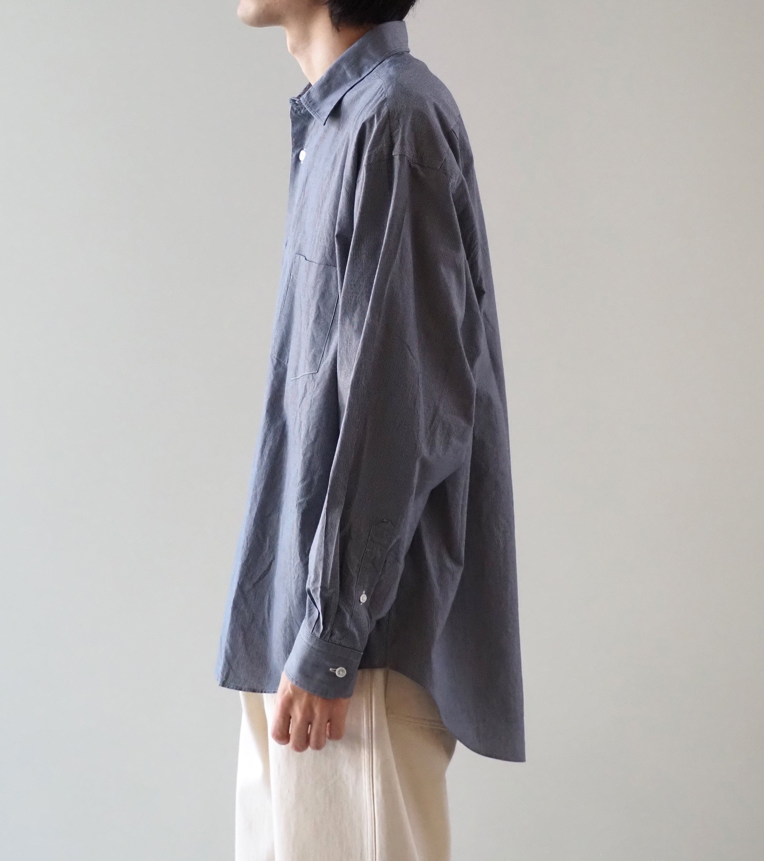 BAUTH コットン ストライプ シャツ , Blue Stripe