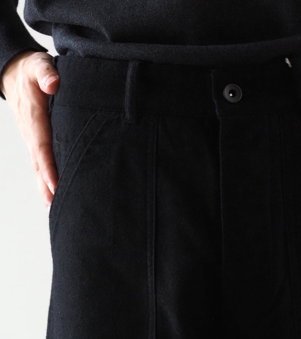 BAUTH WOOL COTTON WORK PANTS , Black